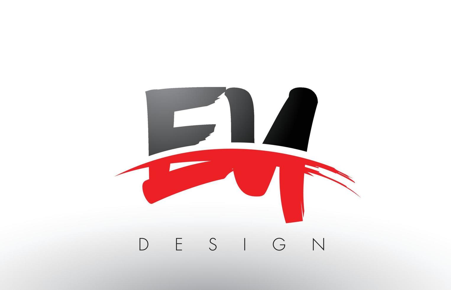 letras del logotipo de ey ey brush con frente de cepillo swoosh rojo y negro vector