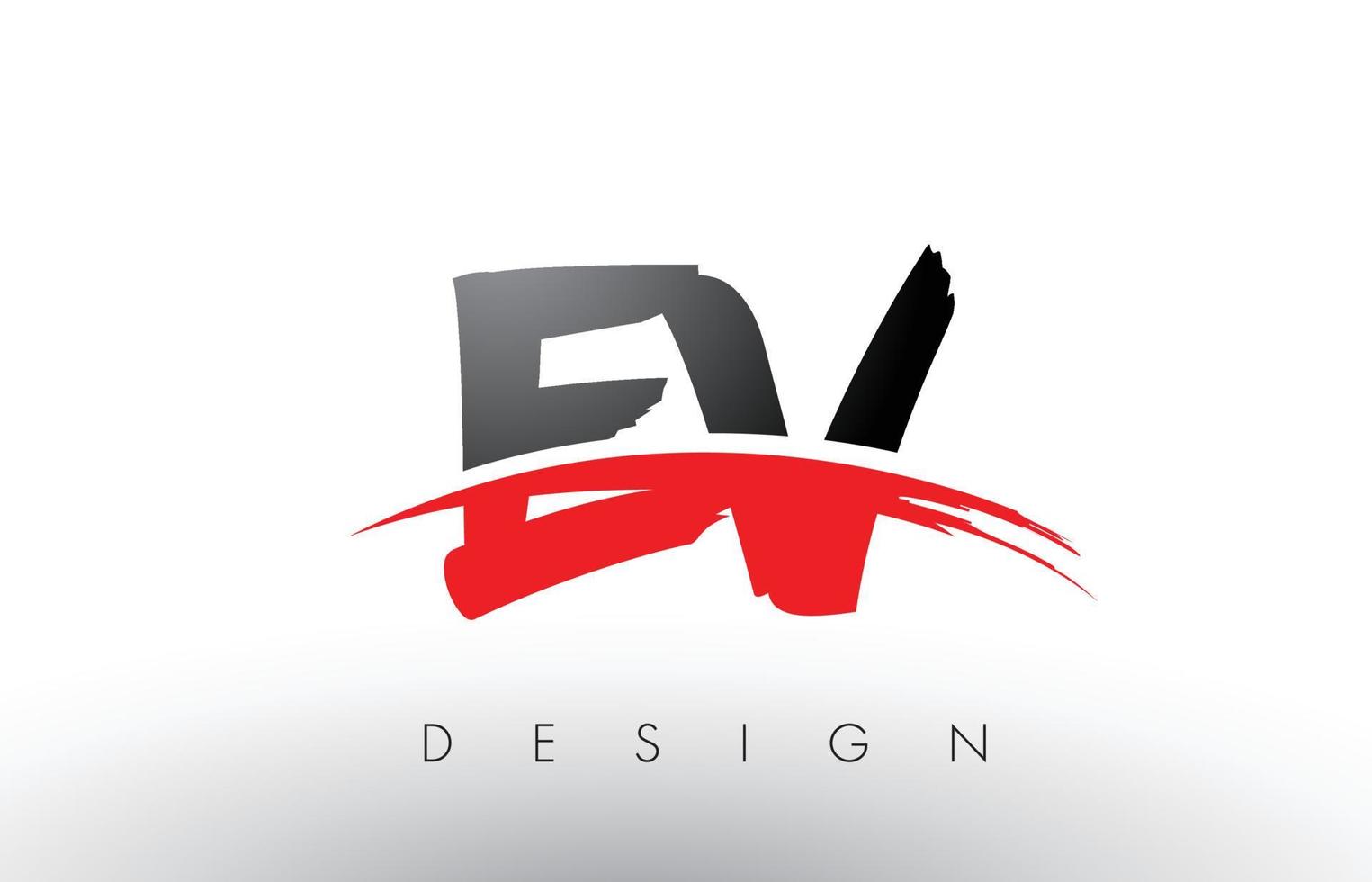 EV E V Brush Logo Letters with Red and Black Swoosh Brush Front vector