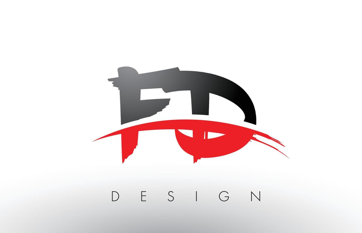 FD F D Brush Logo Letters with Red and Black Swoosh Brush Front vector