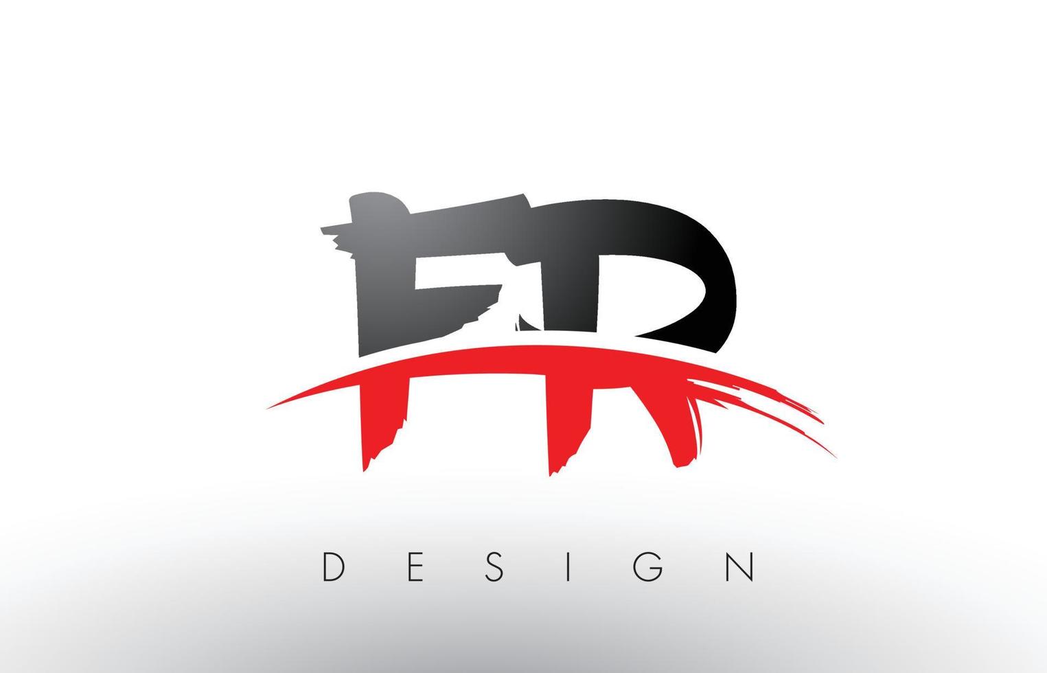 FR F R Brush Logo Letters with Red and Black Swoosh Brush Front vector