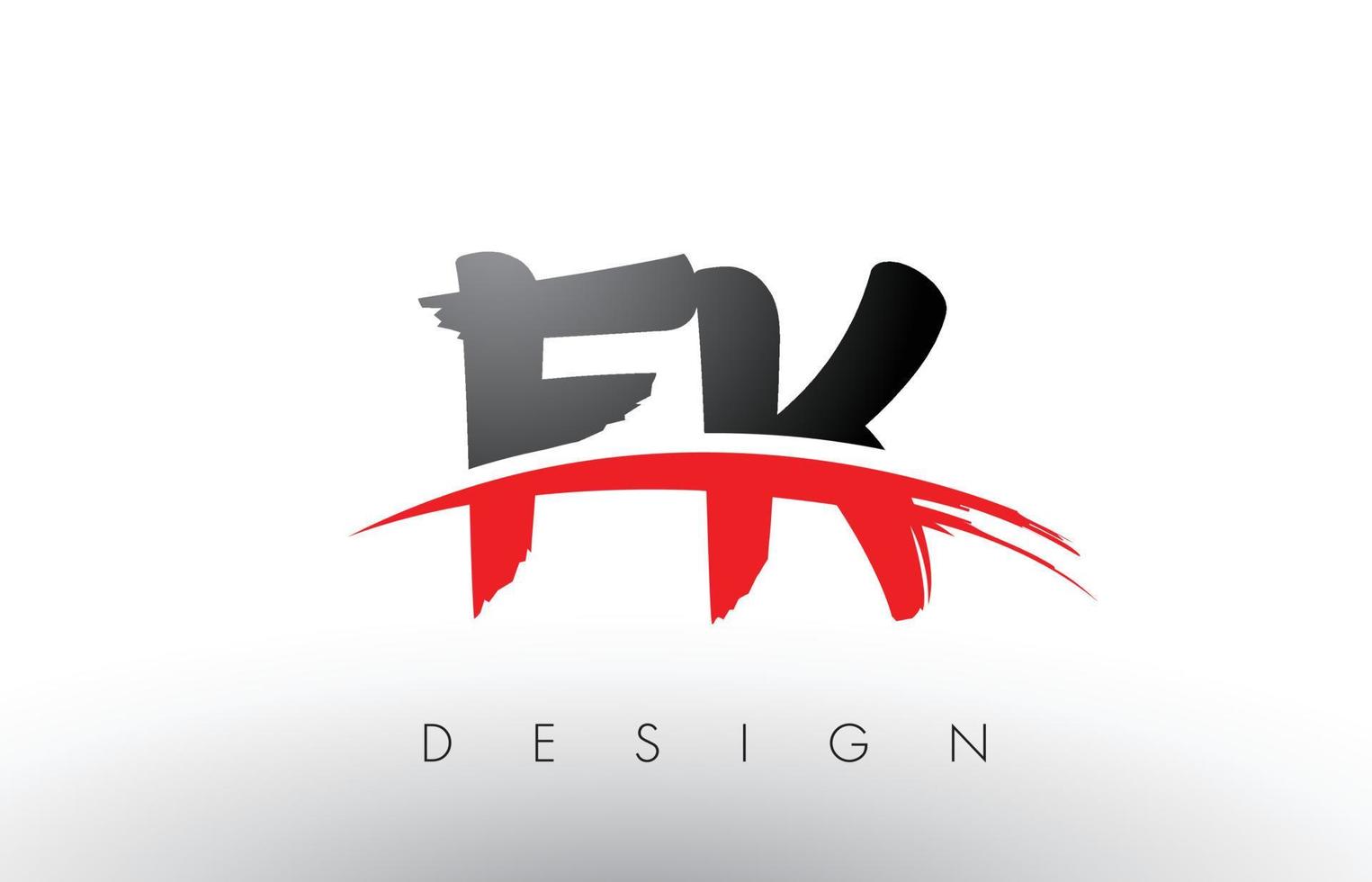 FK F K Brush Logo Letters with Red and Black Swoosh Brush Front vector