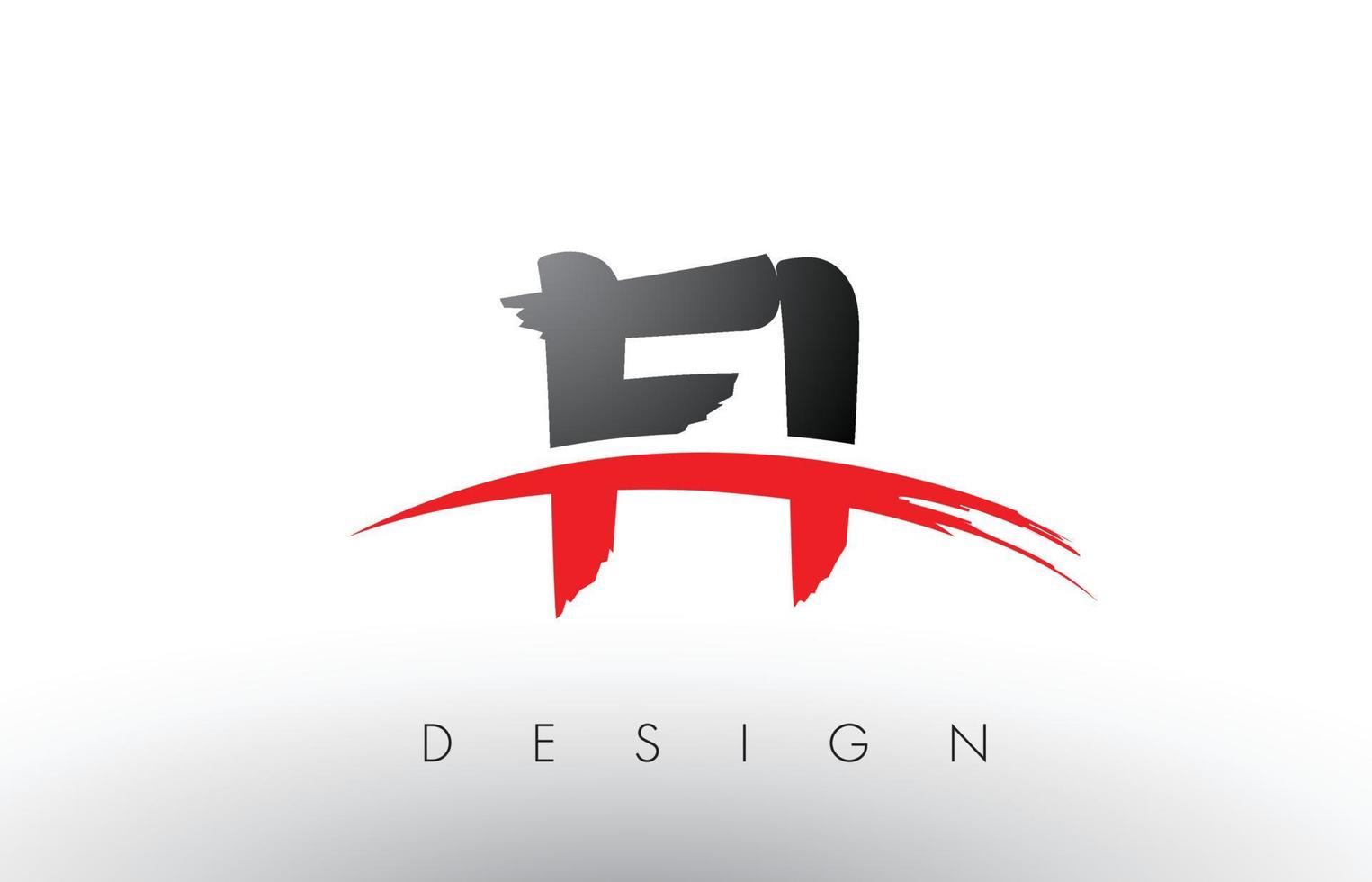 Letras de logotipo de pincel fi fi con frente de pincel swoosh rojo y negro vector