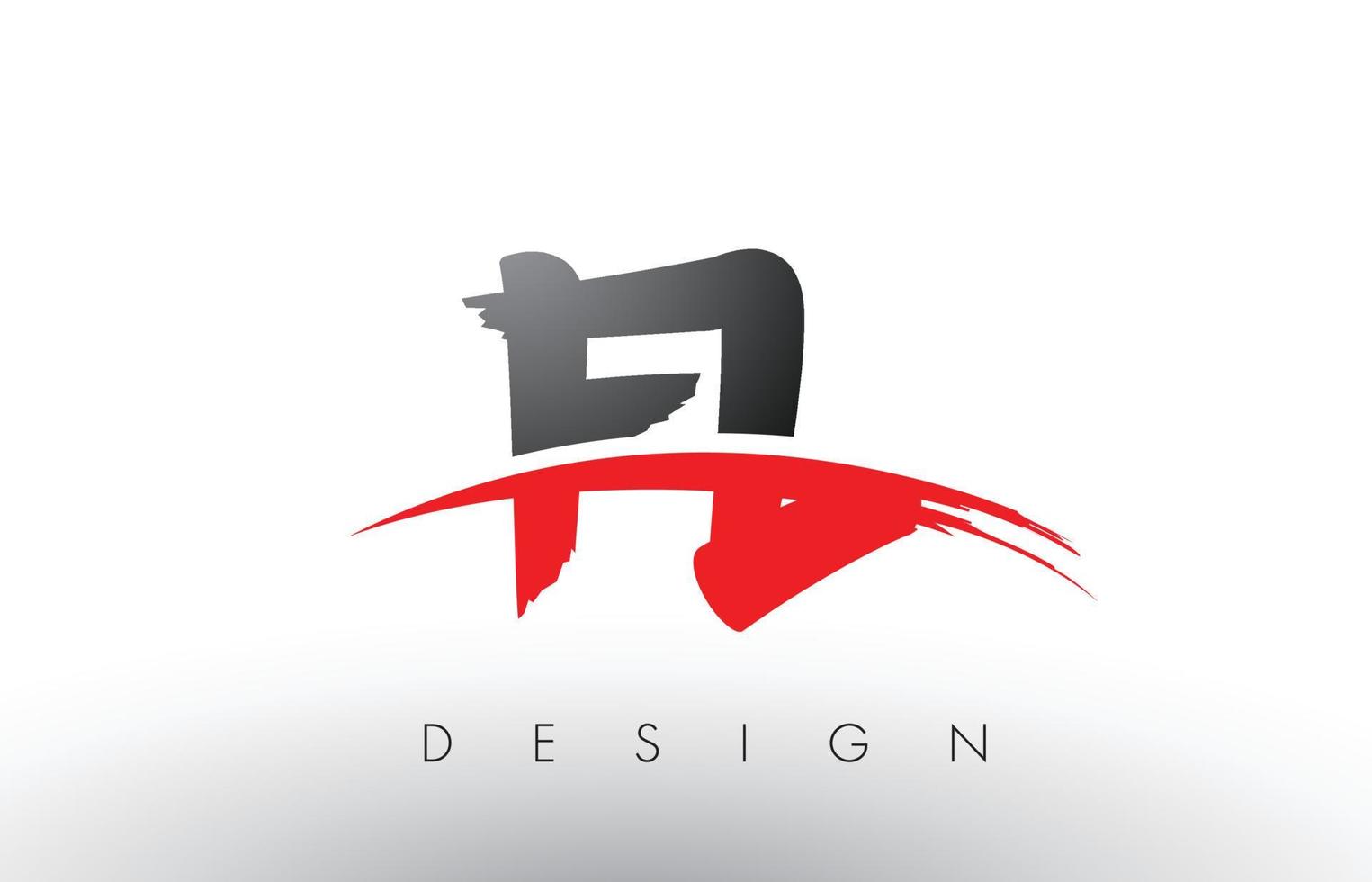 letras del logotipo del cepillo fl fl con frente de cepillo swoosh rojo y negro vector