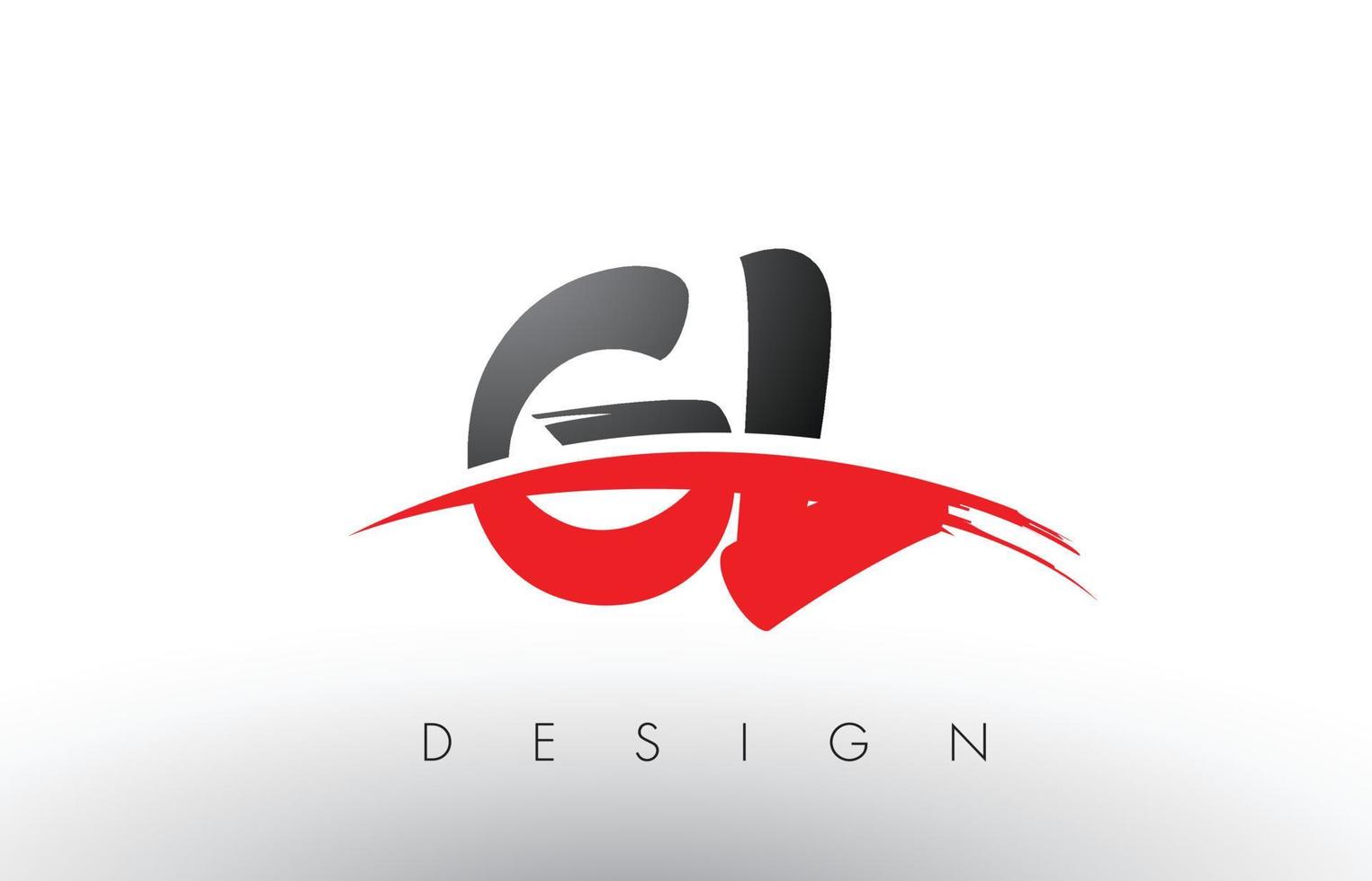 letras del logotipo del cepillo gl gl con frente de cepillo swoosh rojo y negro vector