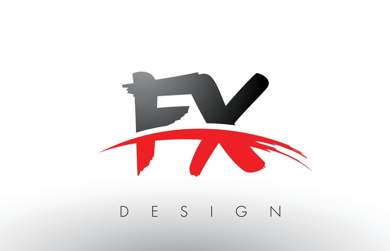 letras del logotipo del cepillo fx fx con frente de cepillo swoosh rojo y negro vector