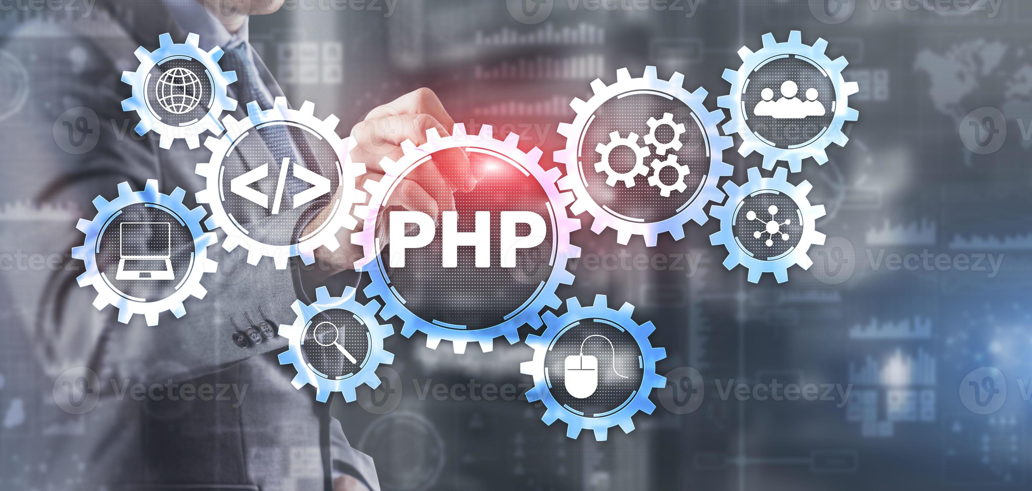 PHP coding Concept. Programmer search. Technology Background 4888628 ...