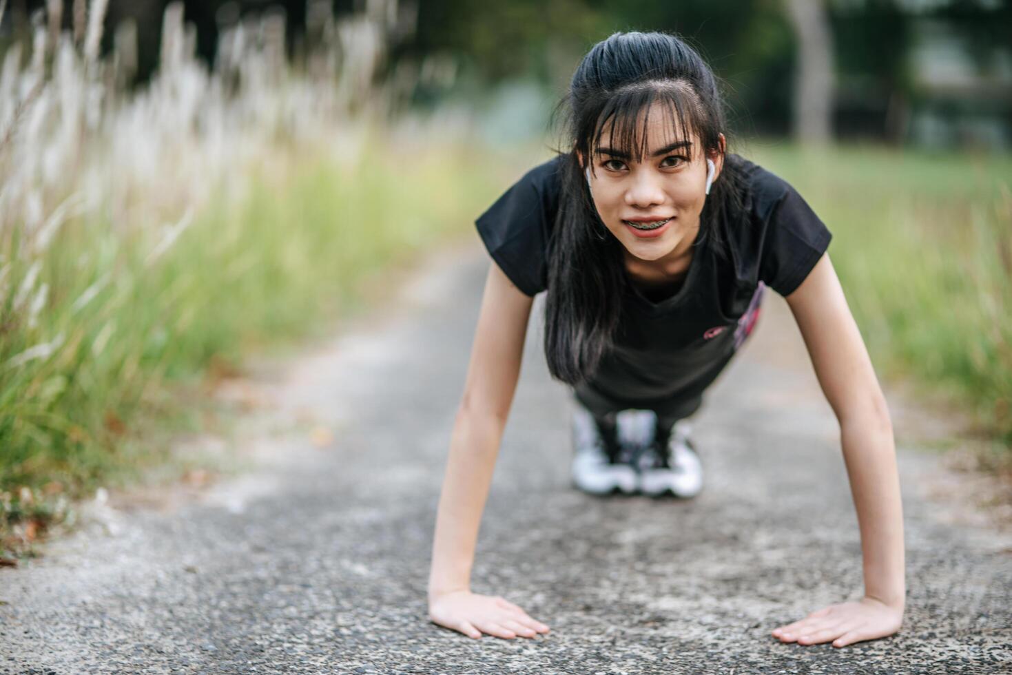 Women warm up before and after exercising. photo