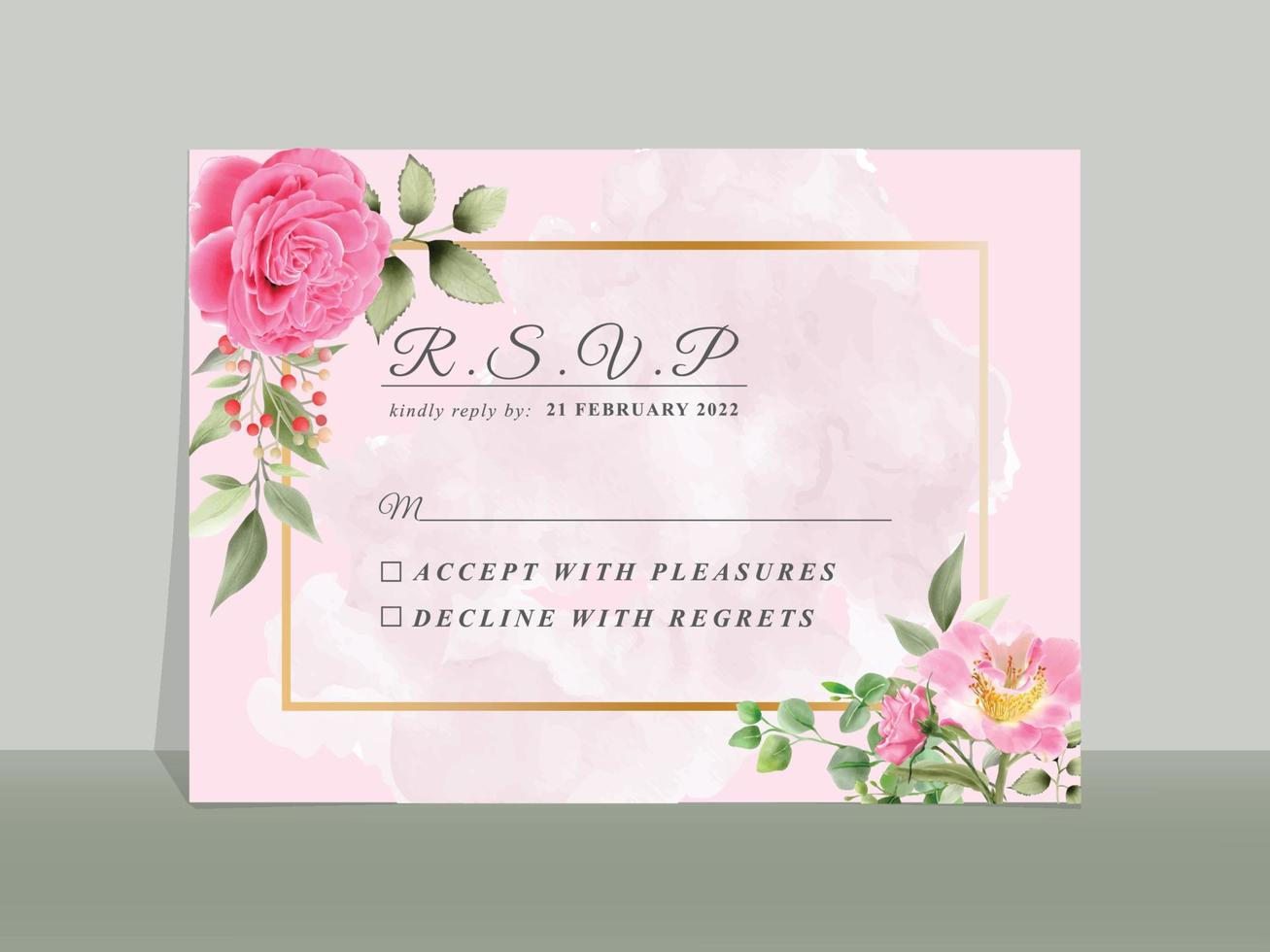 hermosa plantilla de tarjeta de invitación de boda floral dibujada a mano vector