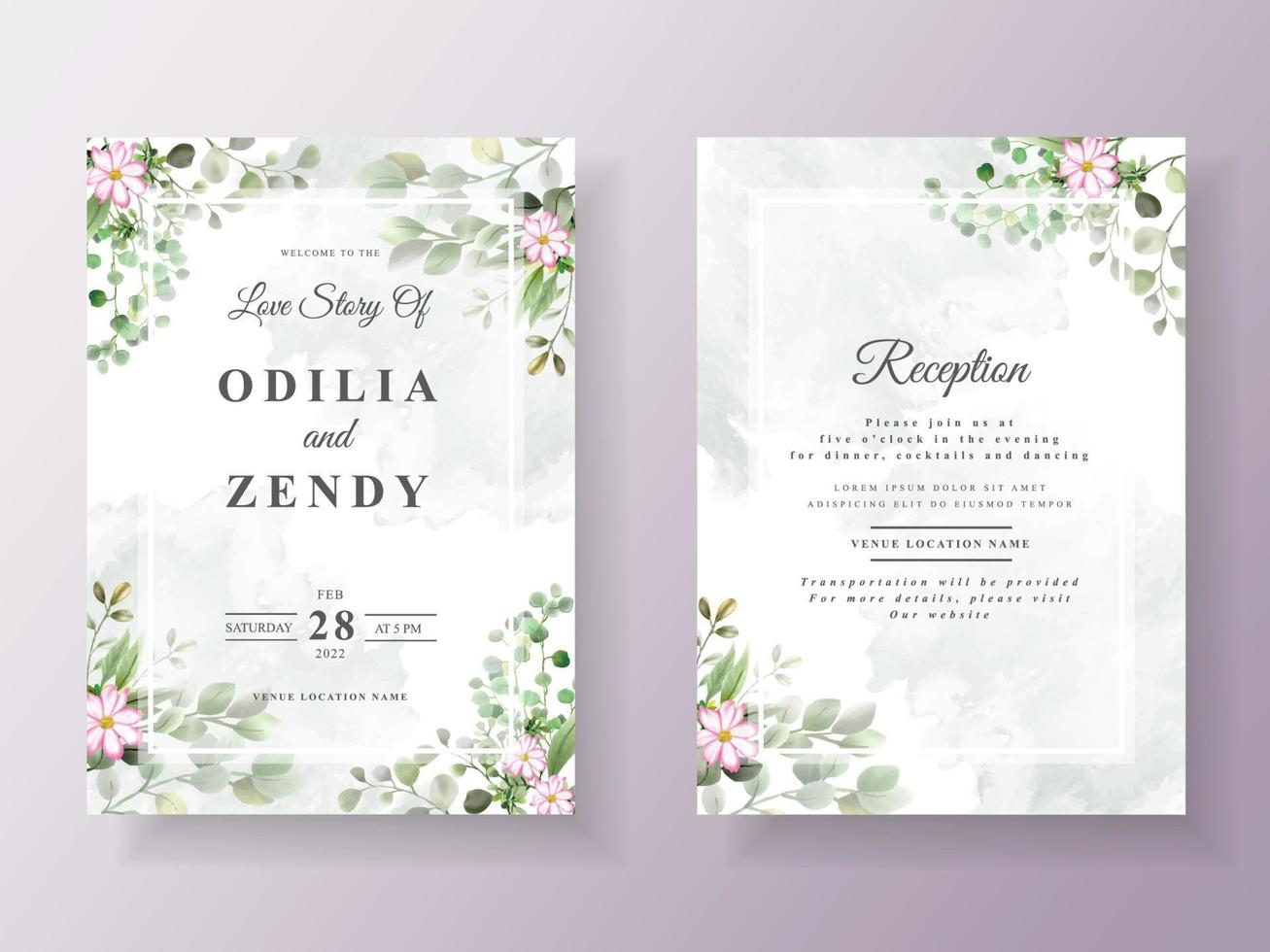 Elegant and beautiful floral wedding invitation card vector