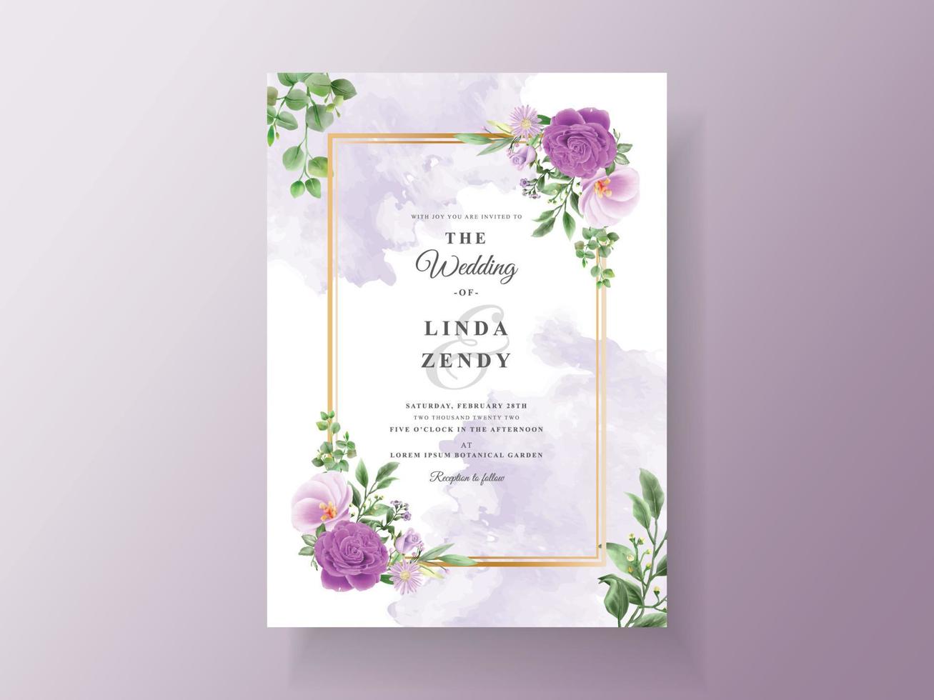 Beautiful floral hand drawn wedding invitation template vector