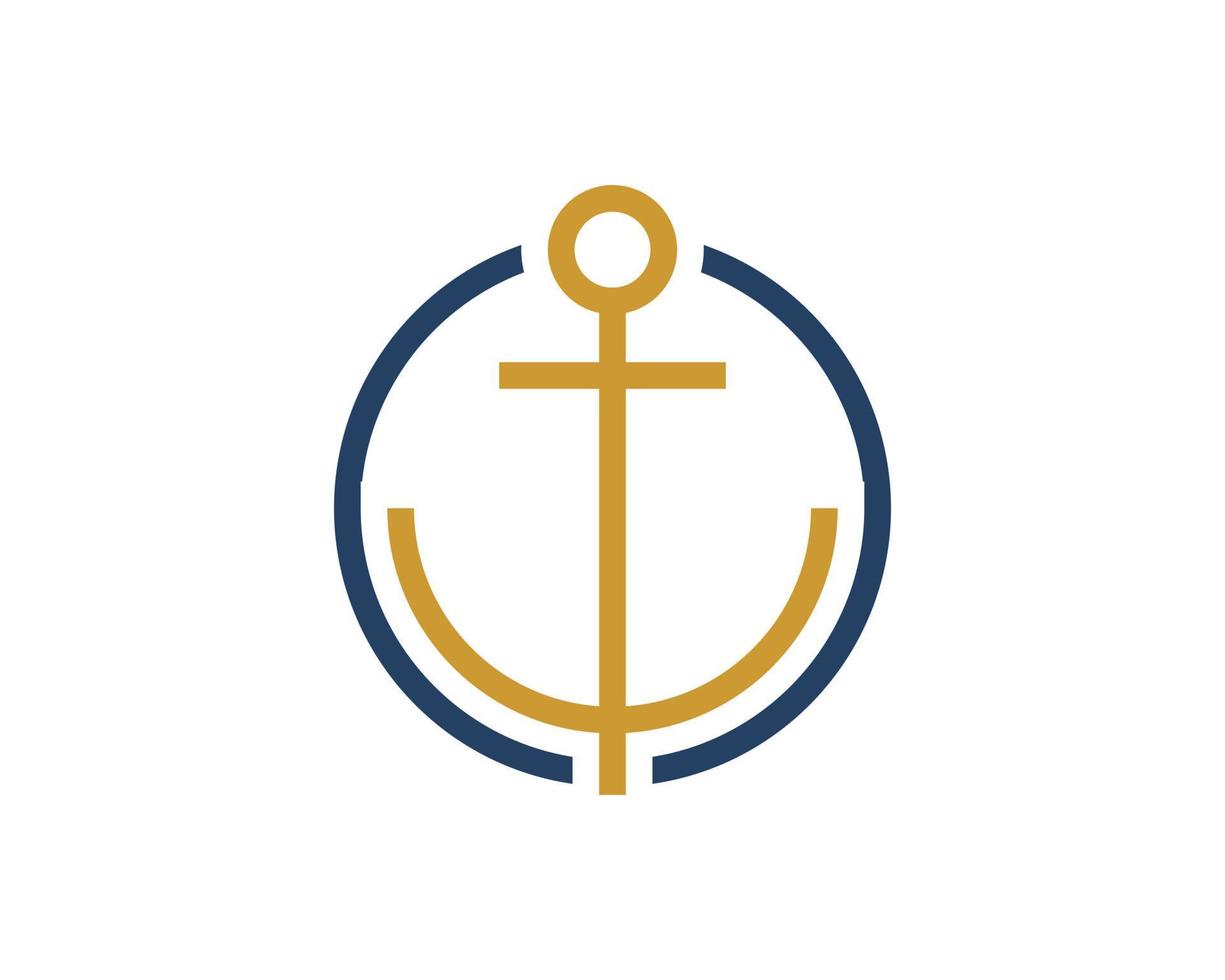 Circle shape with abstract and simple anchor inside vector