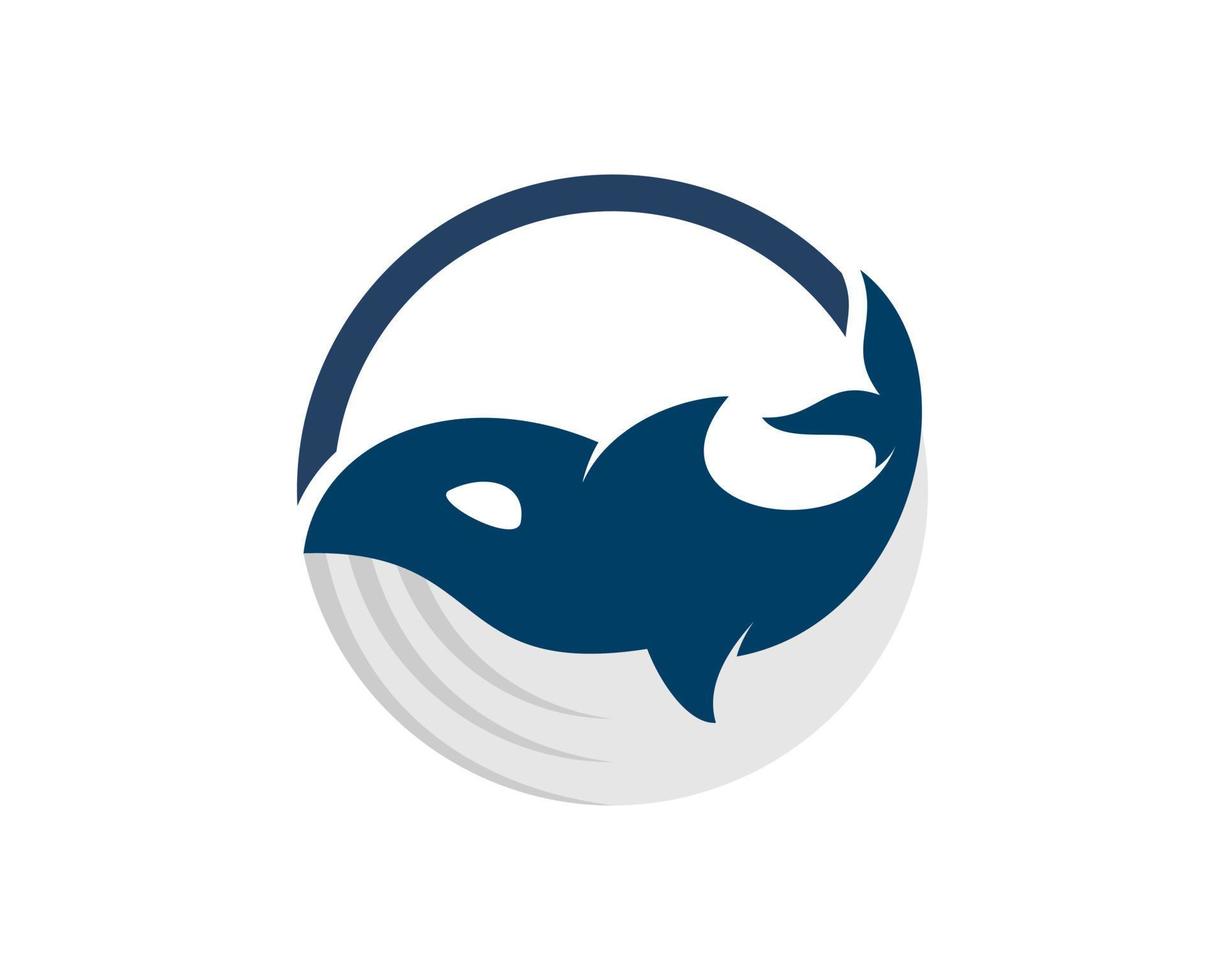 Simple circle shape with big whale inside vector