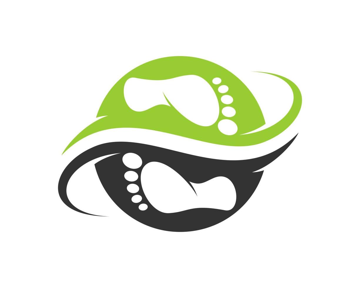 Circle shape and swoosh with foot care inside vector