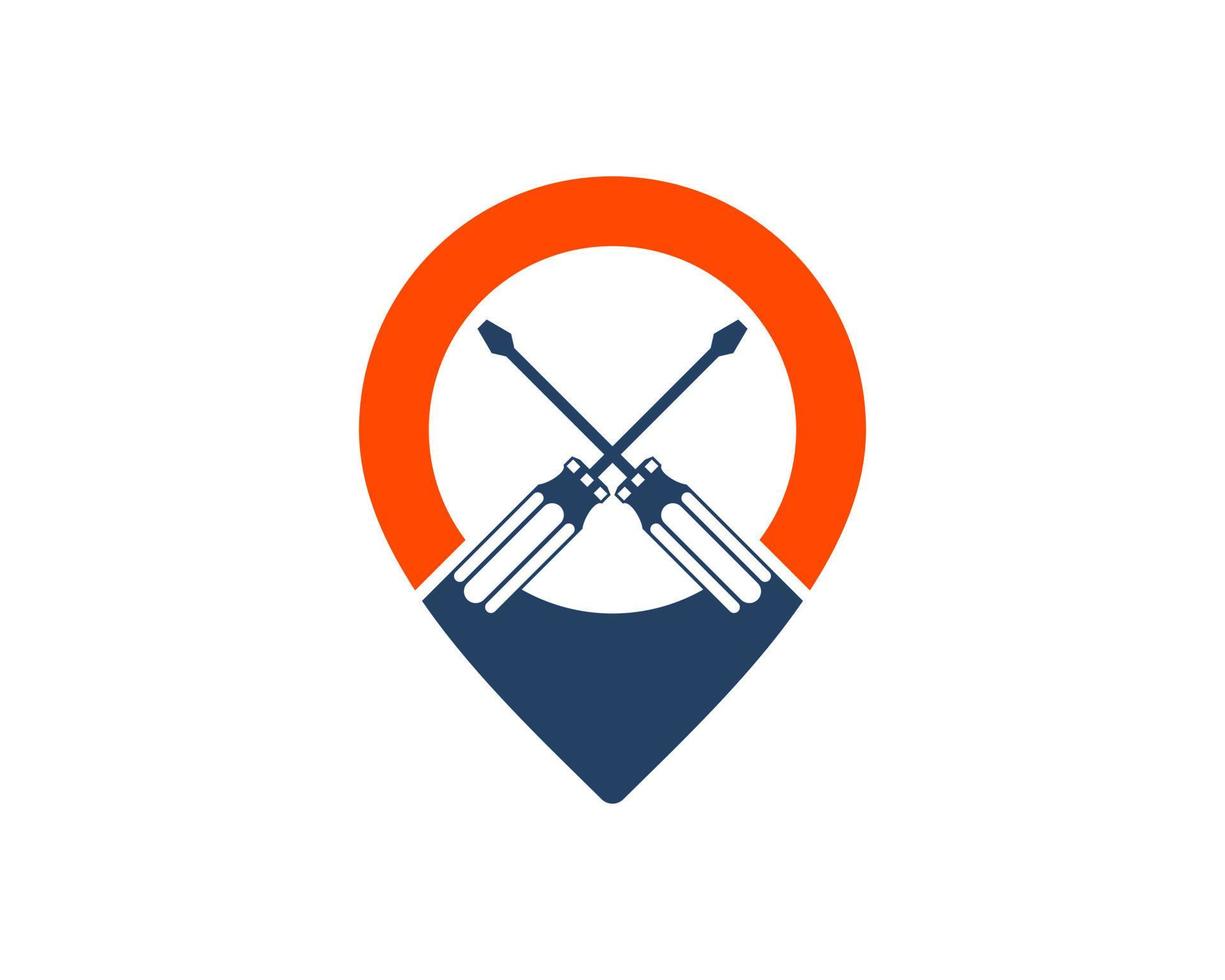 Pin location with cross screwdriver inside vector