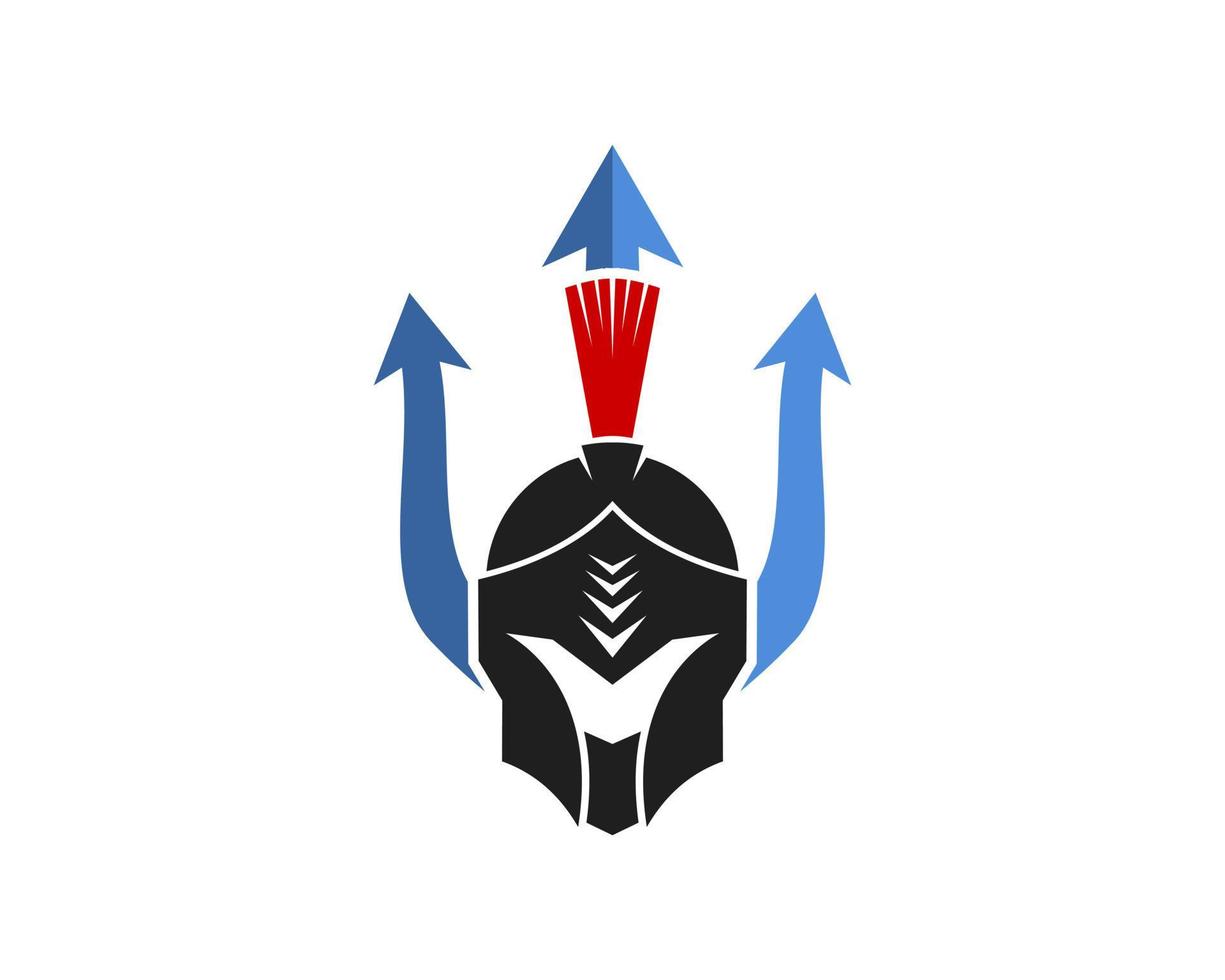 Trident with ancient spartan helmet inside vector