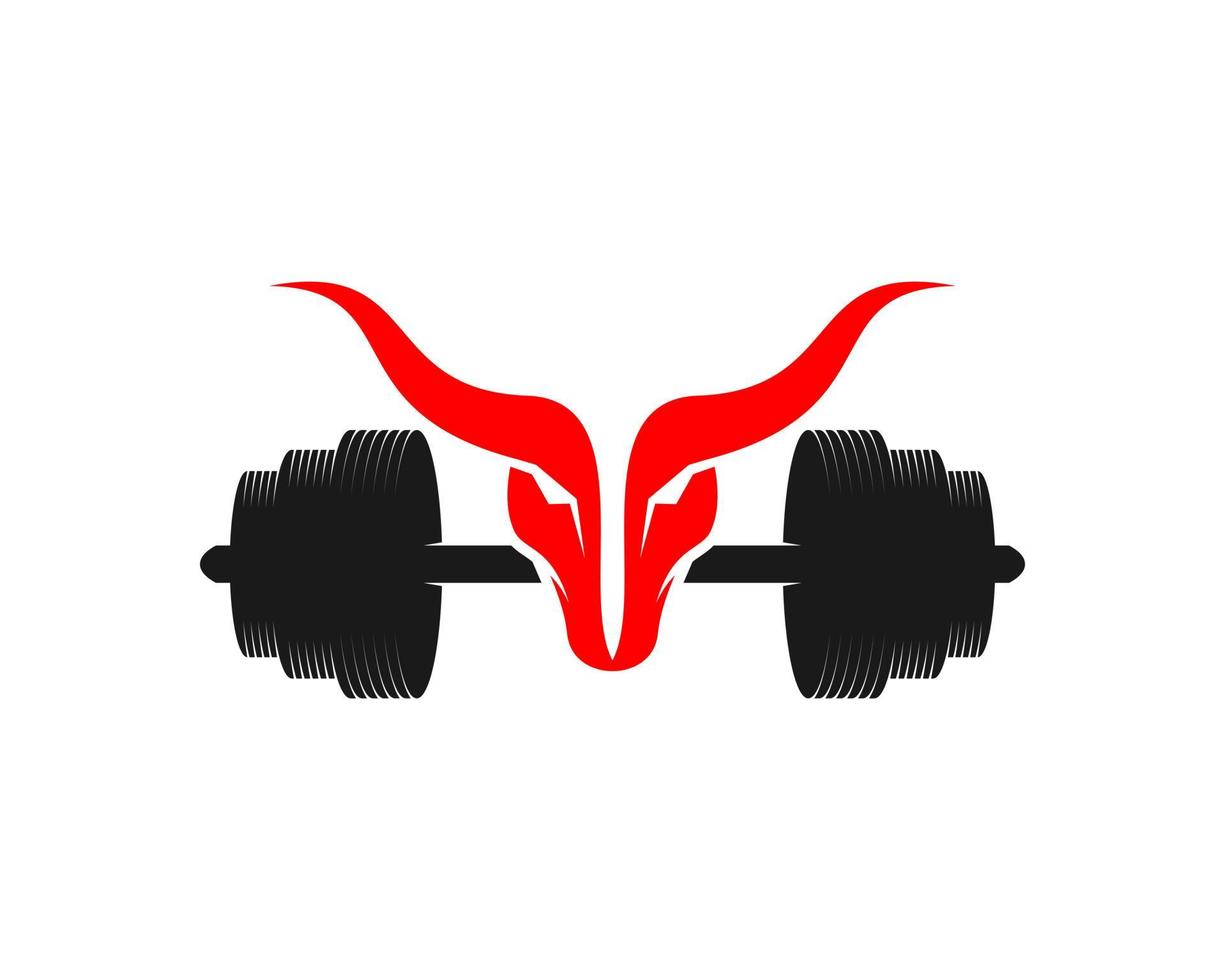Gym barbell with abstract bull head inside vector
