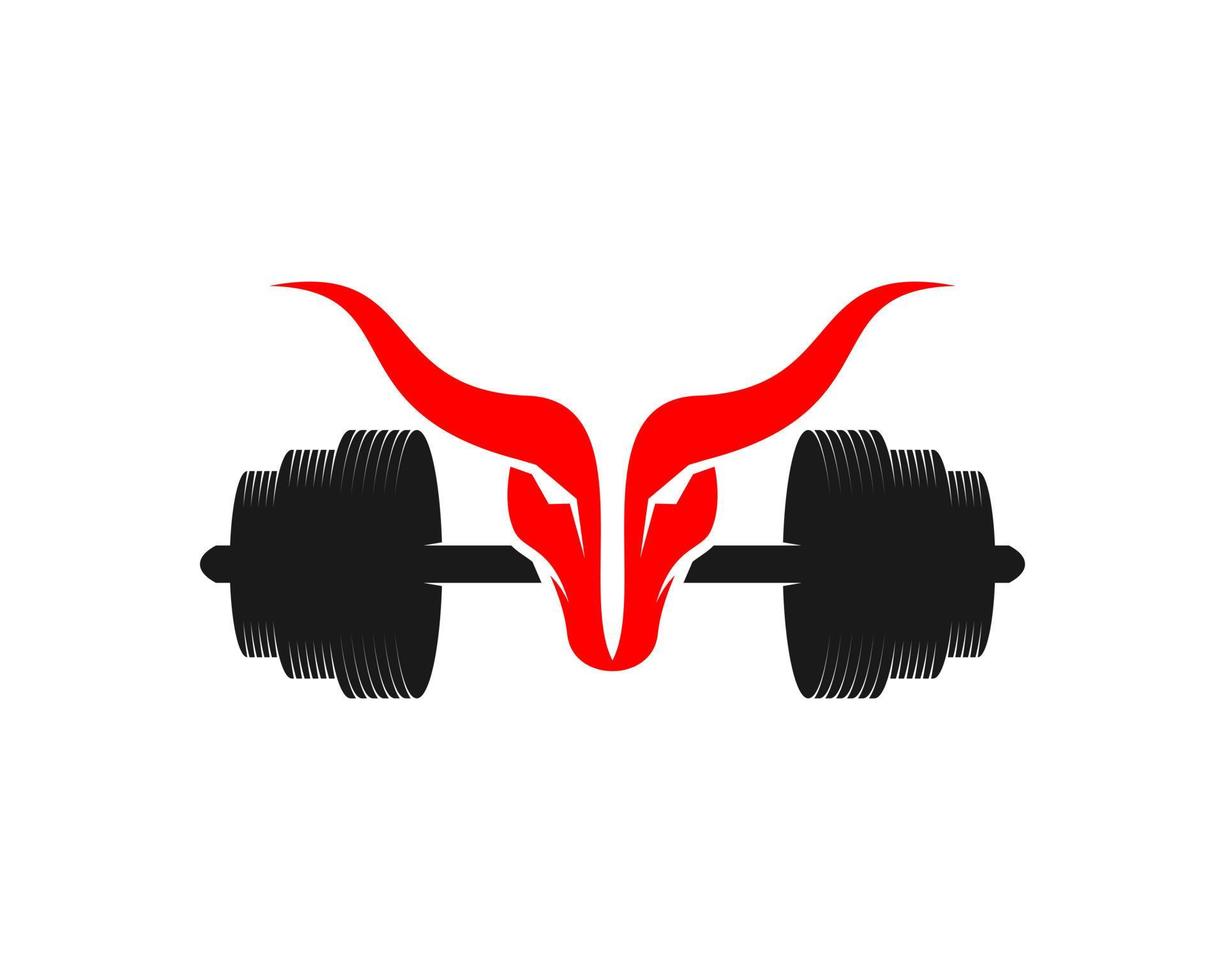 Gym barbell with abstract bull head inside vector