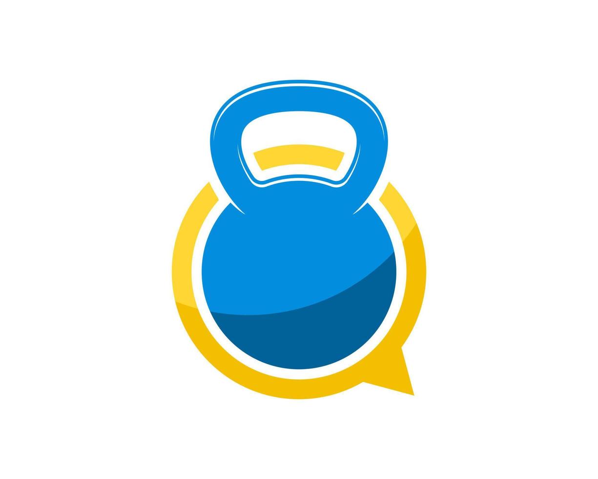 Simple bubble chat with gym kettle bell inside vector