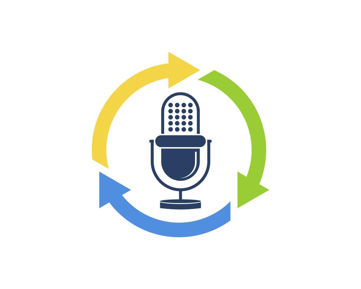 Circular arrow with music microphone inside vector
