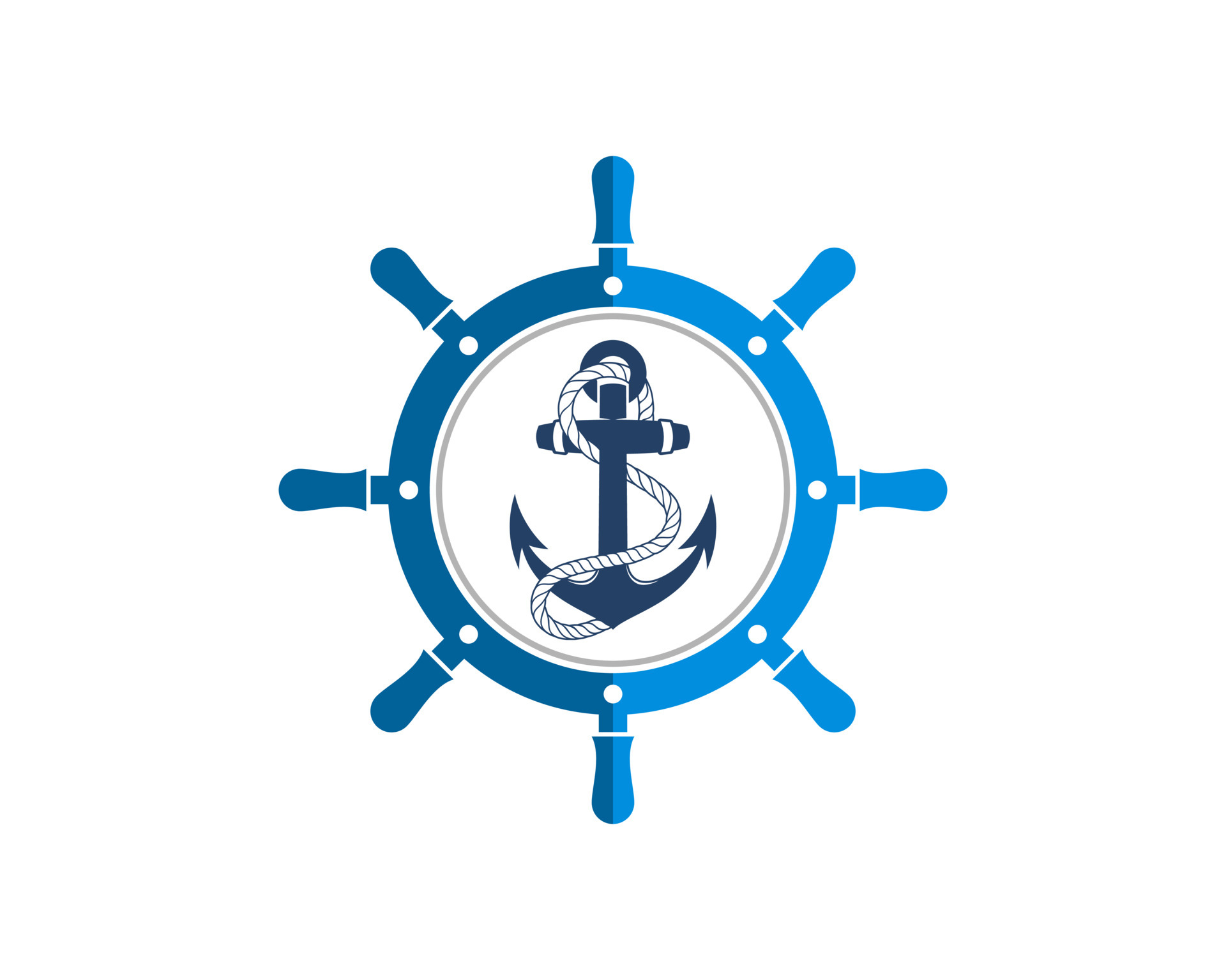 Ship steering wheel with nautical anchor and rope inside 4889821 Vector