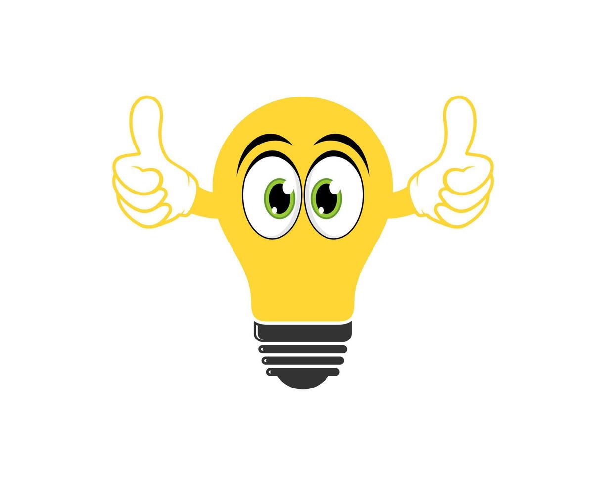 yellow electrical bulb with hand and eye cartoon vector