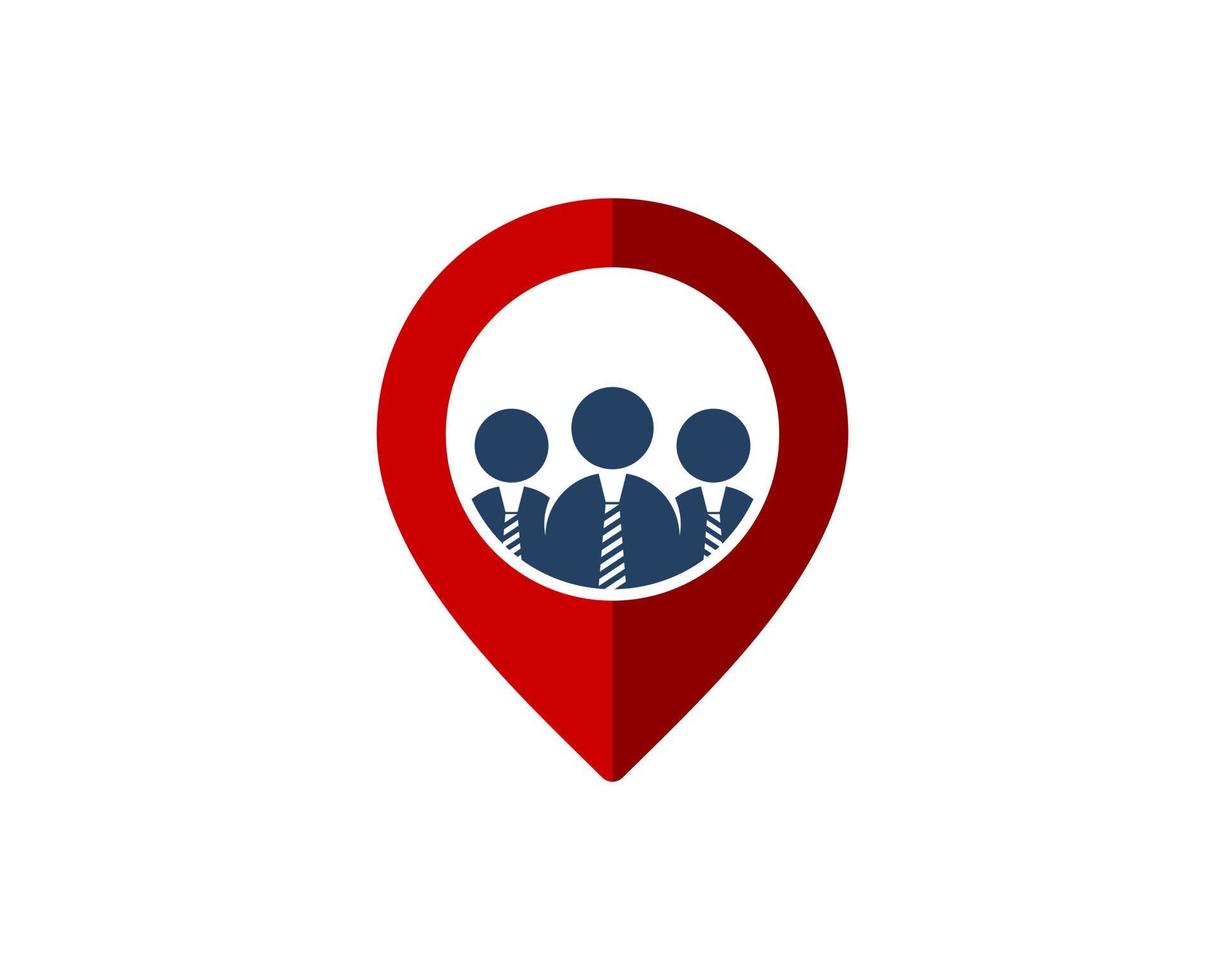 Red pin location with three man worker inside vector
