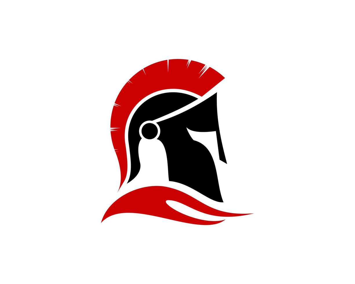 Spartan helmet with red cloak above vector