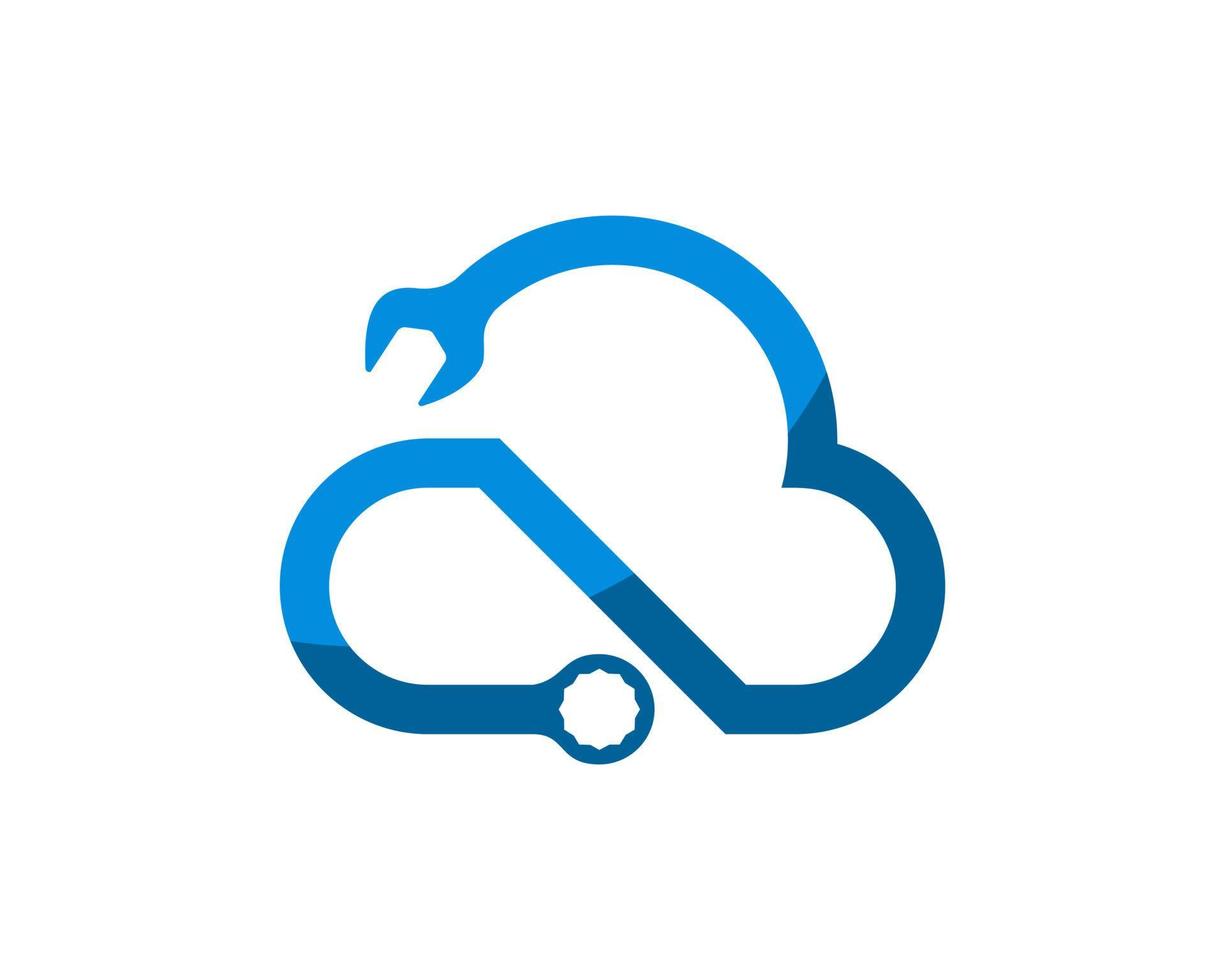 Abstract and simple cloud with wrench vector