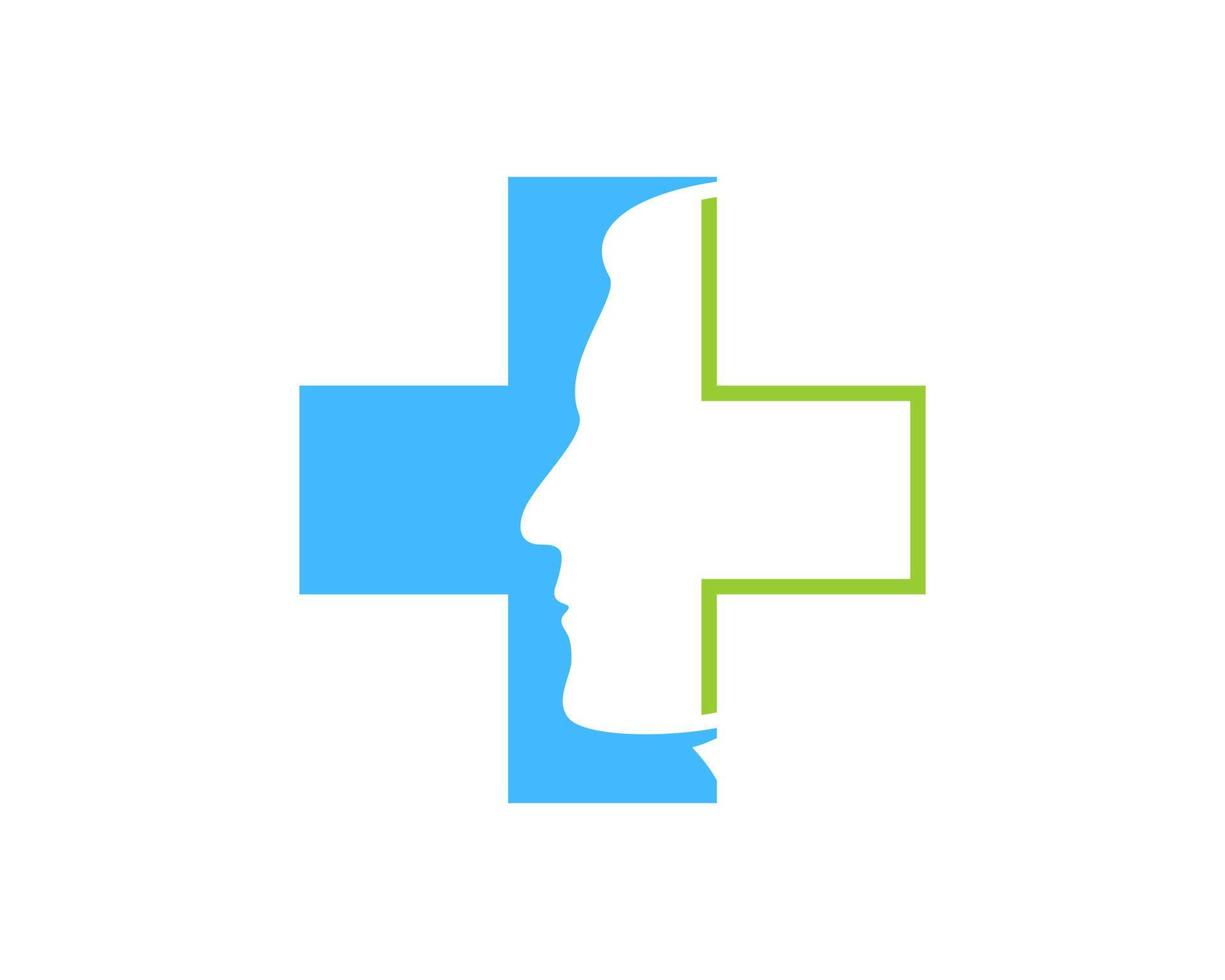 Medical cross symbol with man face inside vector