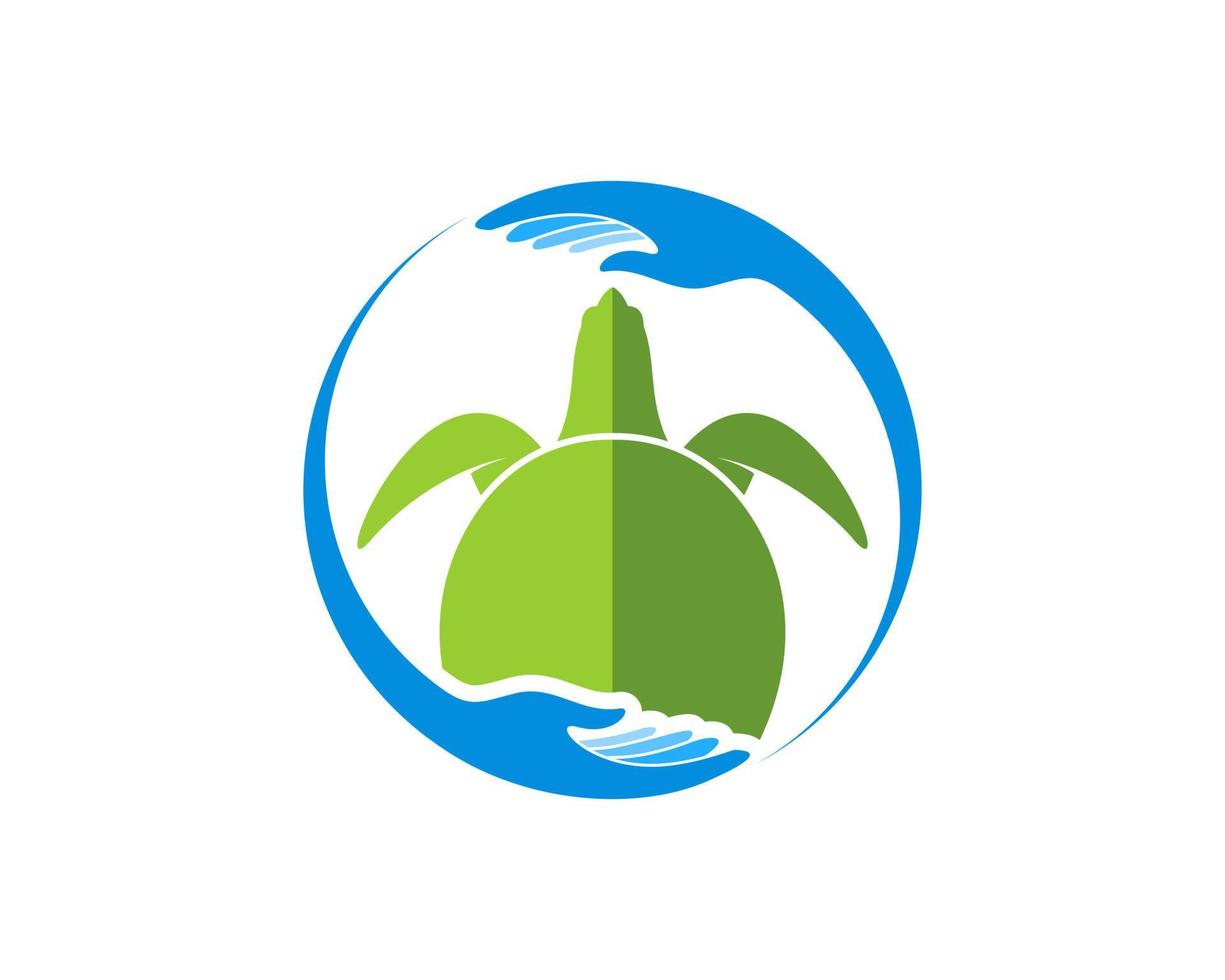 Circular hand care with green turtle inside vector