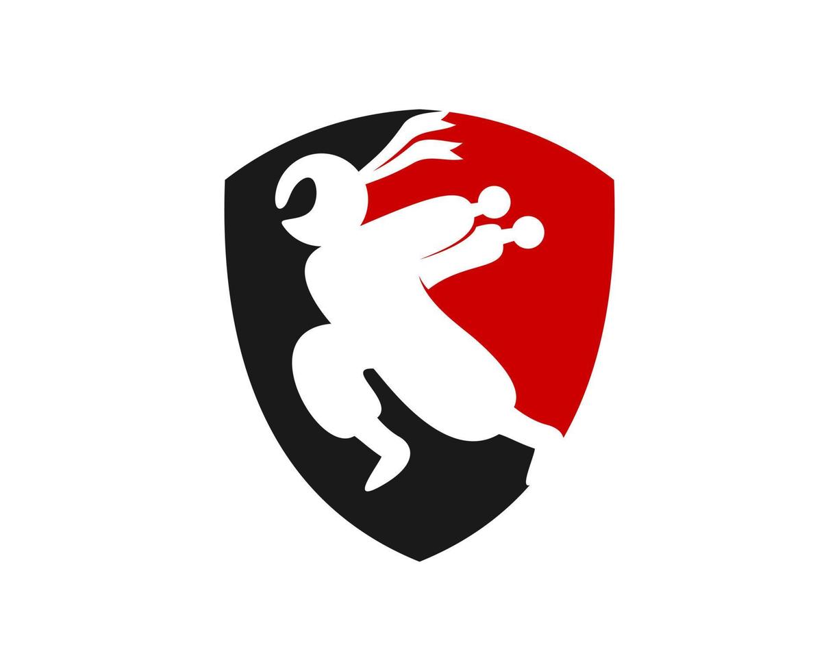 escudo de protección con ninja corriendo en el interior vector