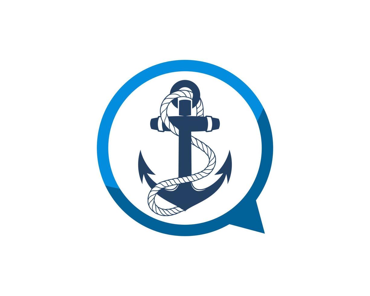 Simple bubble chat with nautical anchor and rope vector