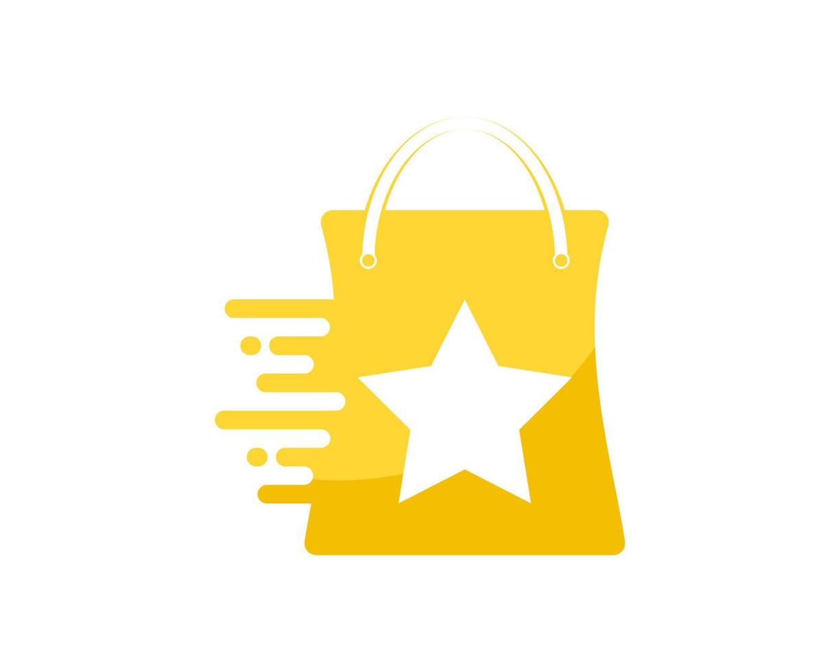 Shopping bag with fast star shape inside vector