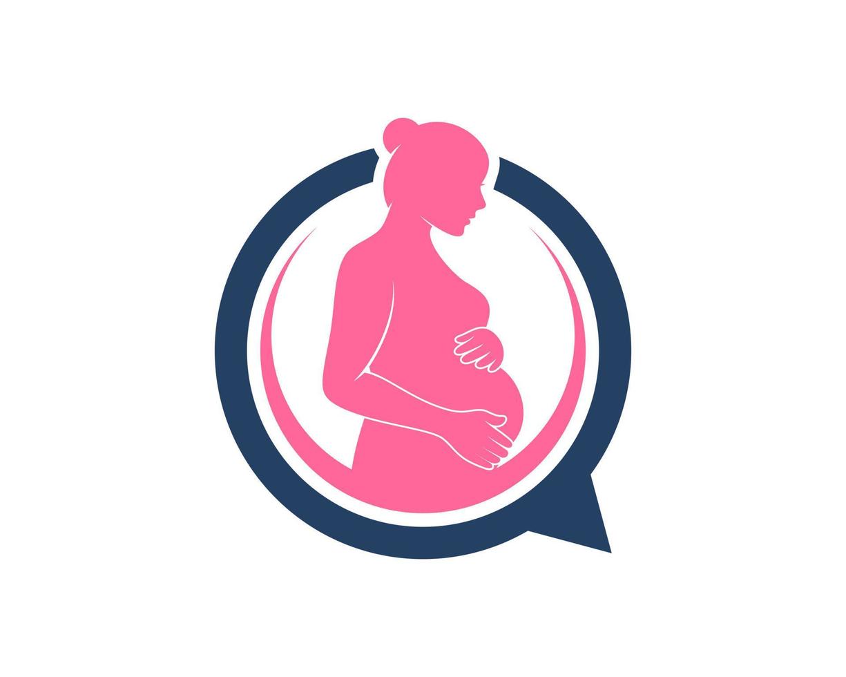 Simple bubble chat with women pregnant inside vector