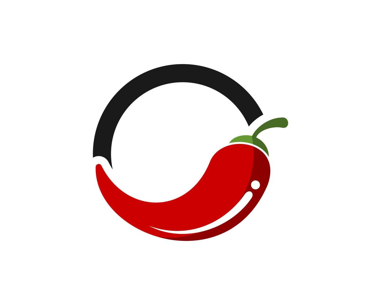 Half circle shape with hot and red chili vector