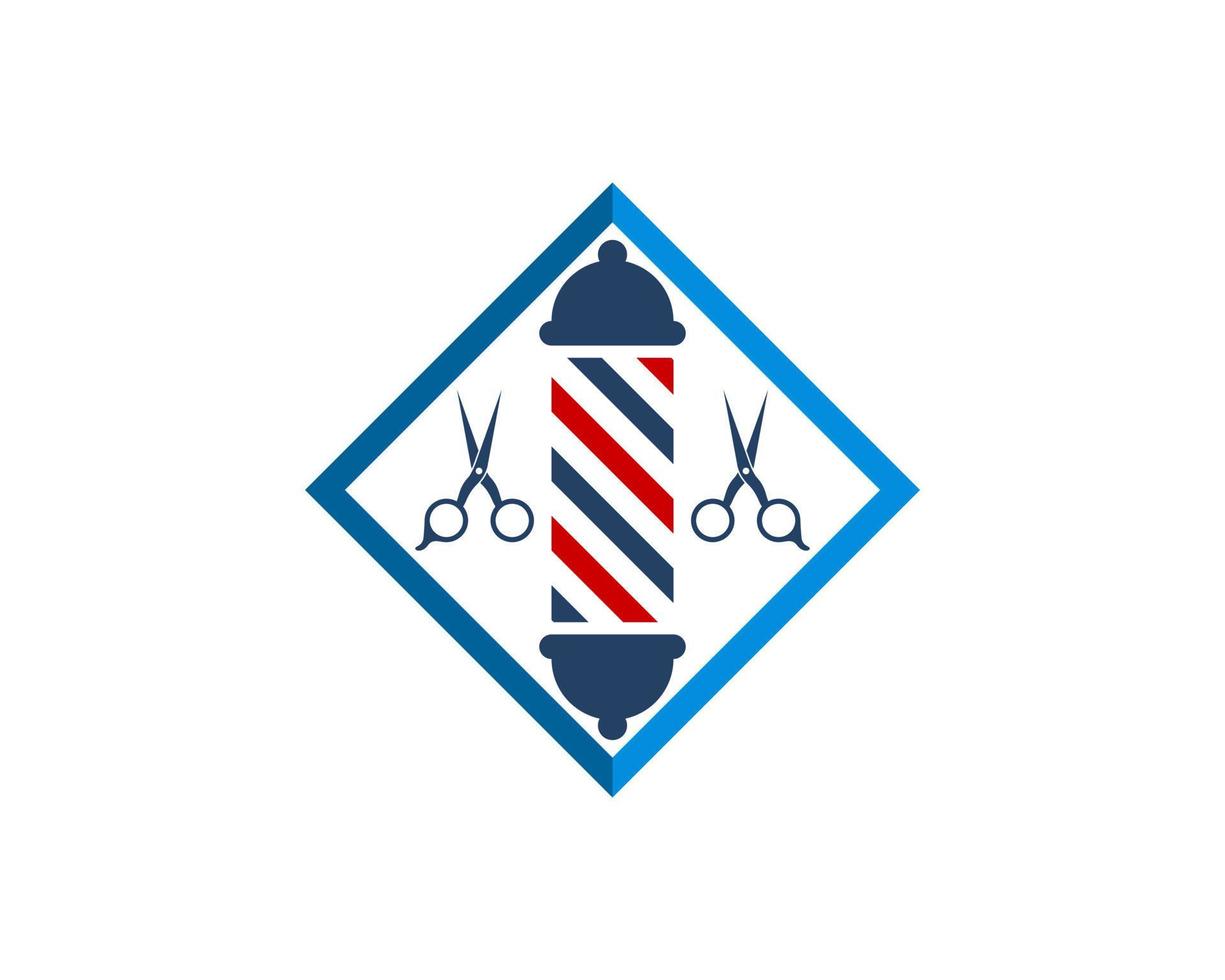 Square shape with barber shop symbol and scissor vector