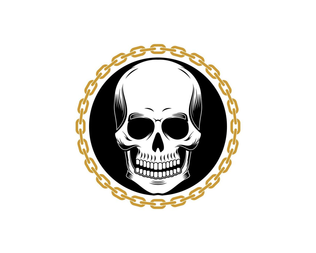 Circular chain with circle shape and skull inside vector