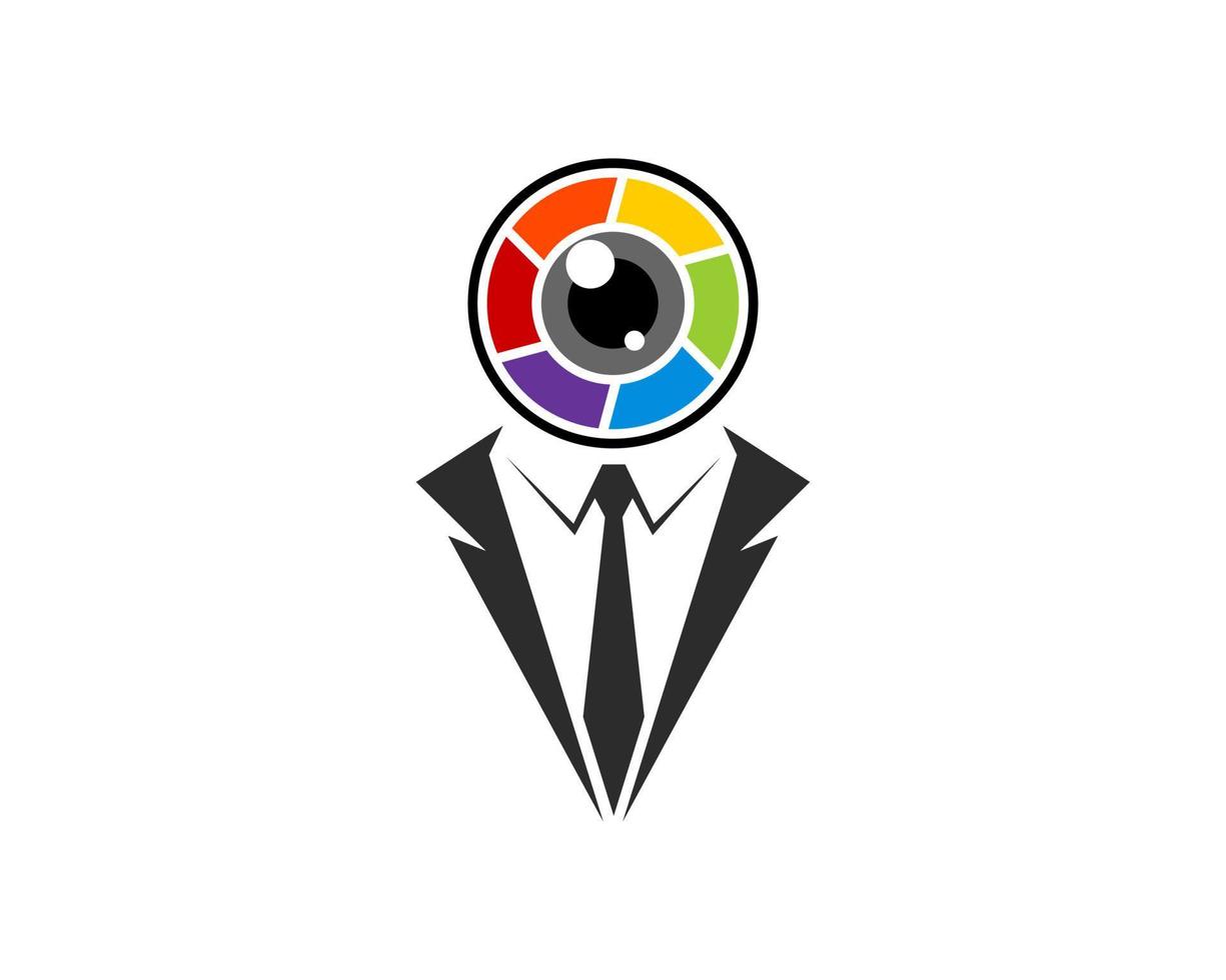 Rainbow lens camera with tuxedo like people with head camera vector