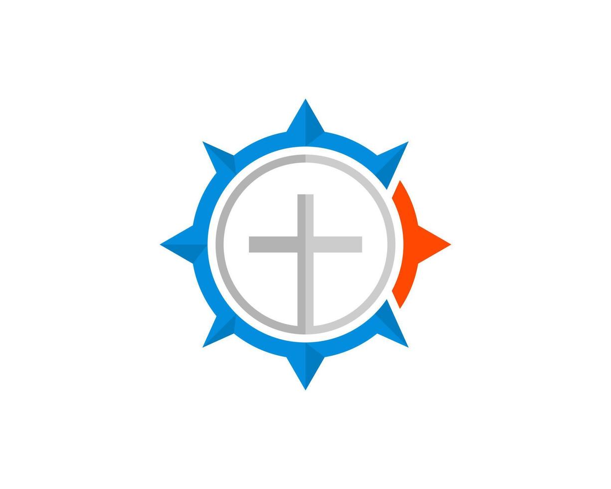 Simple compass with religion cross inside vector