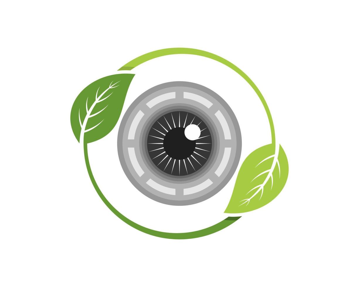 Circular nature leaf with healthy eye care inside vector