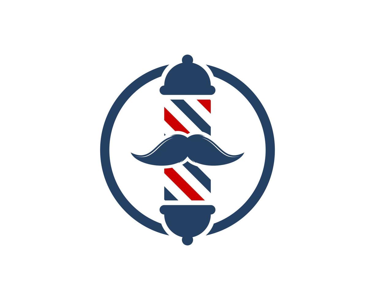 Circle shape with barbershop symbol and mustache vector
