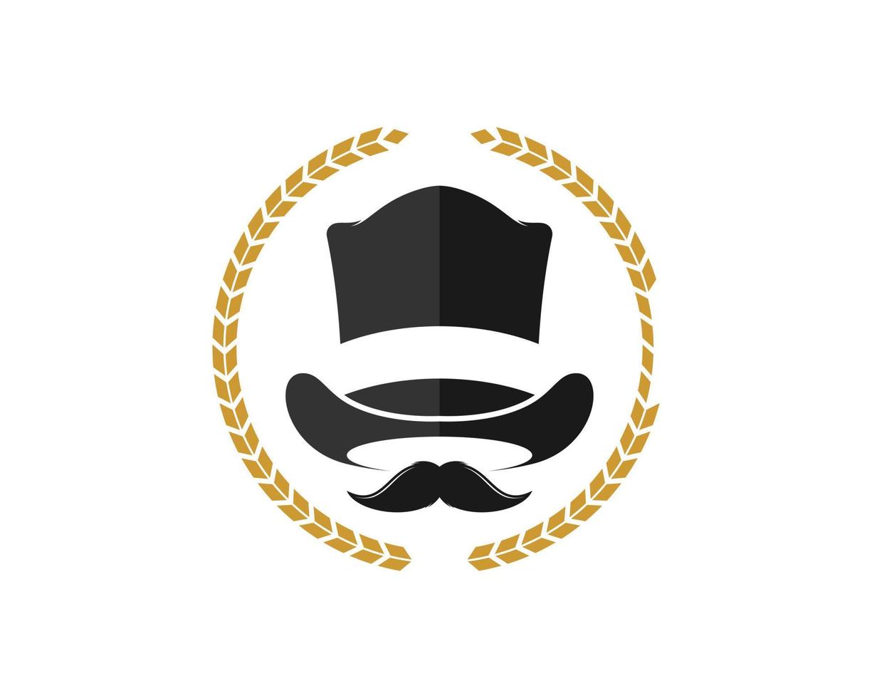 Circular wheat with magical hat and mustache inside vector