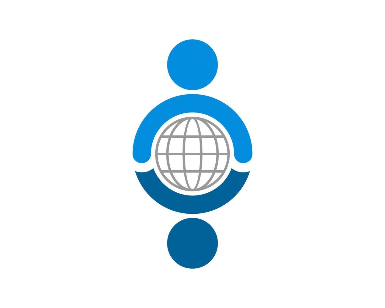 Circle people with abstract globe earth inside vector