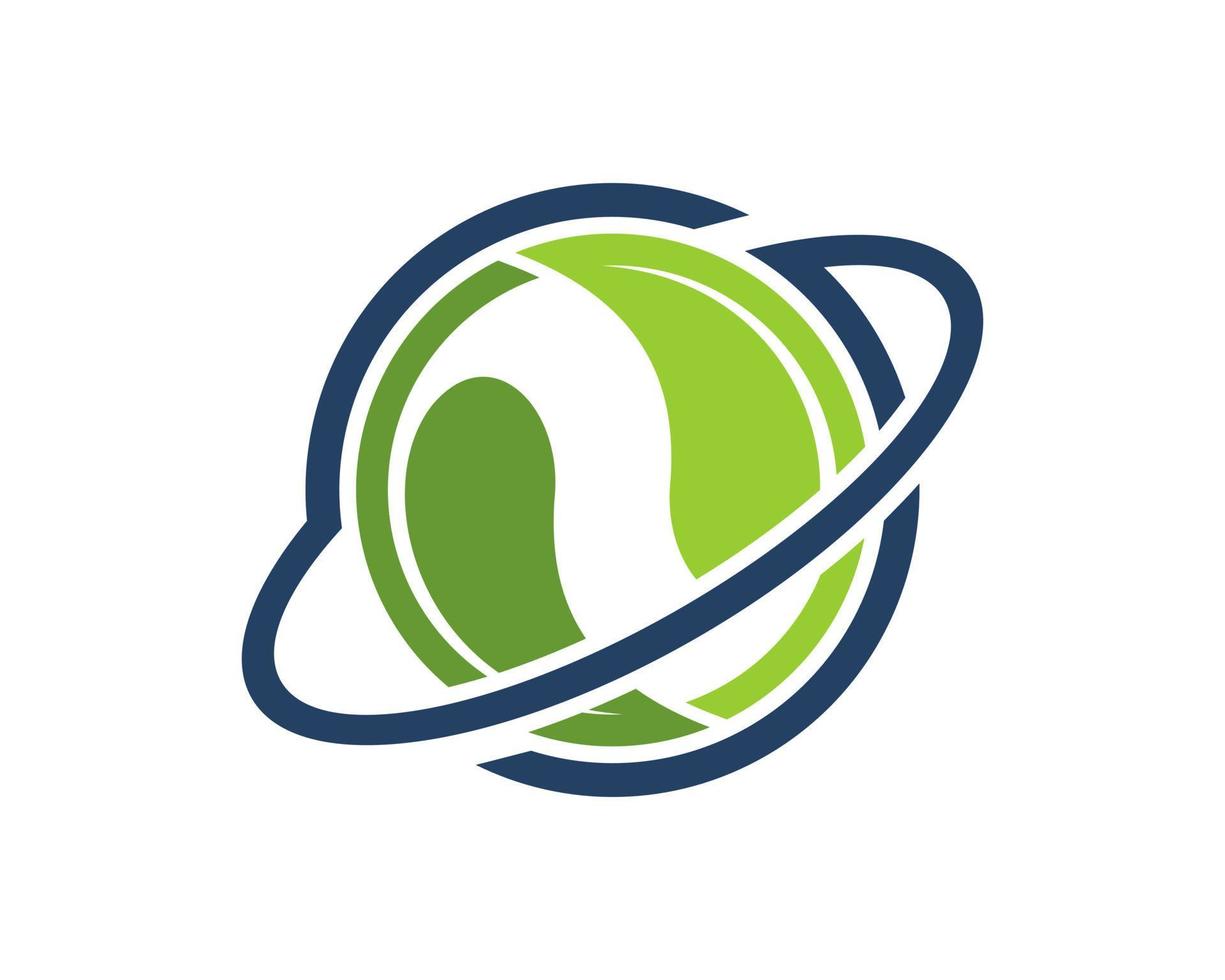 Planet ring with nature leaf inside vector