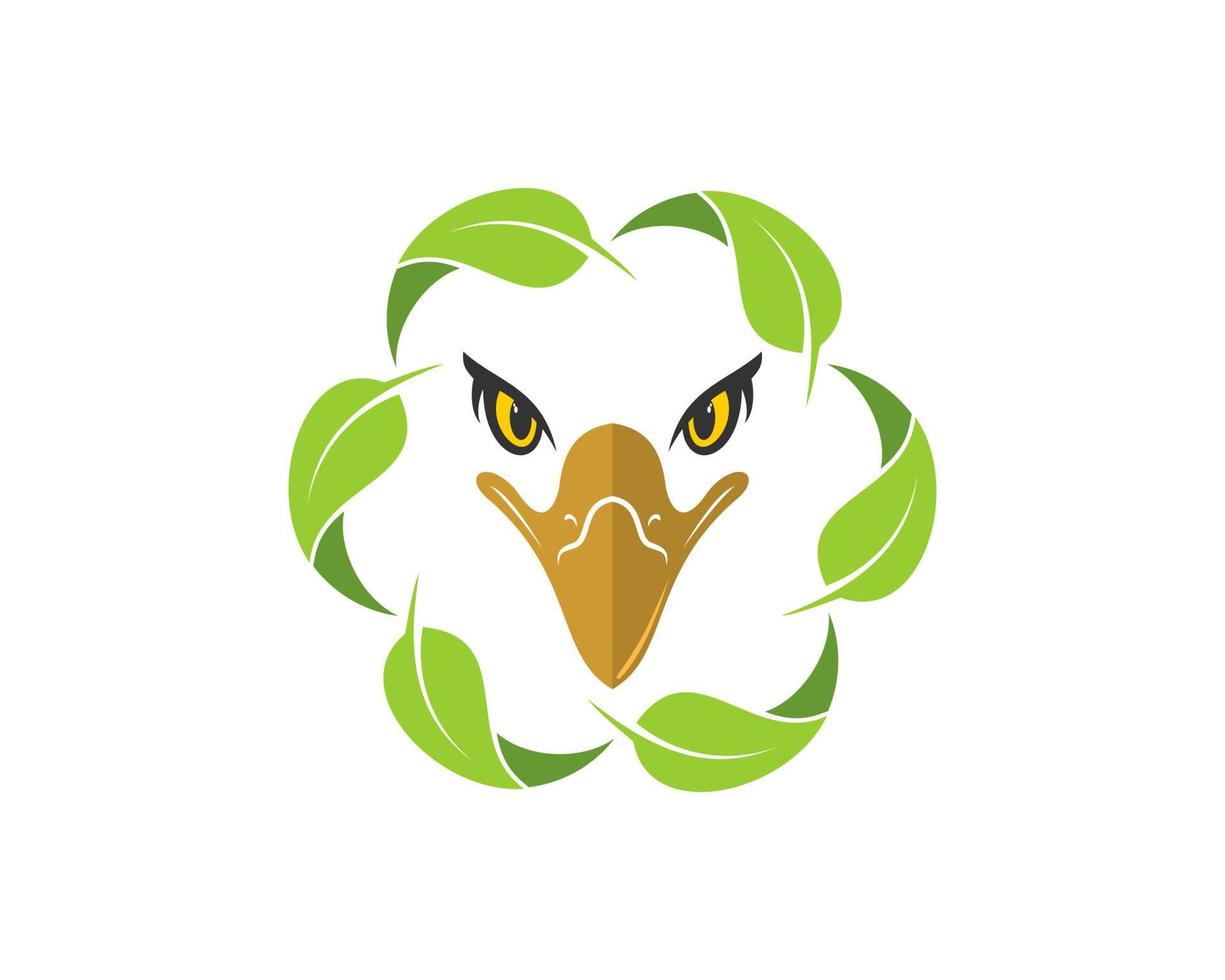 Circular nature leaf with patriotic eagle head inside vector
