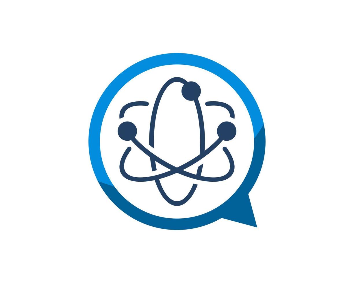 Simple bubble chat with atom symbol inside vector