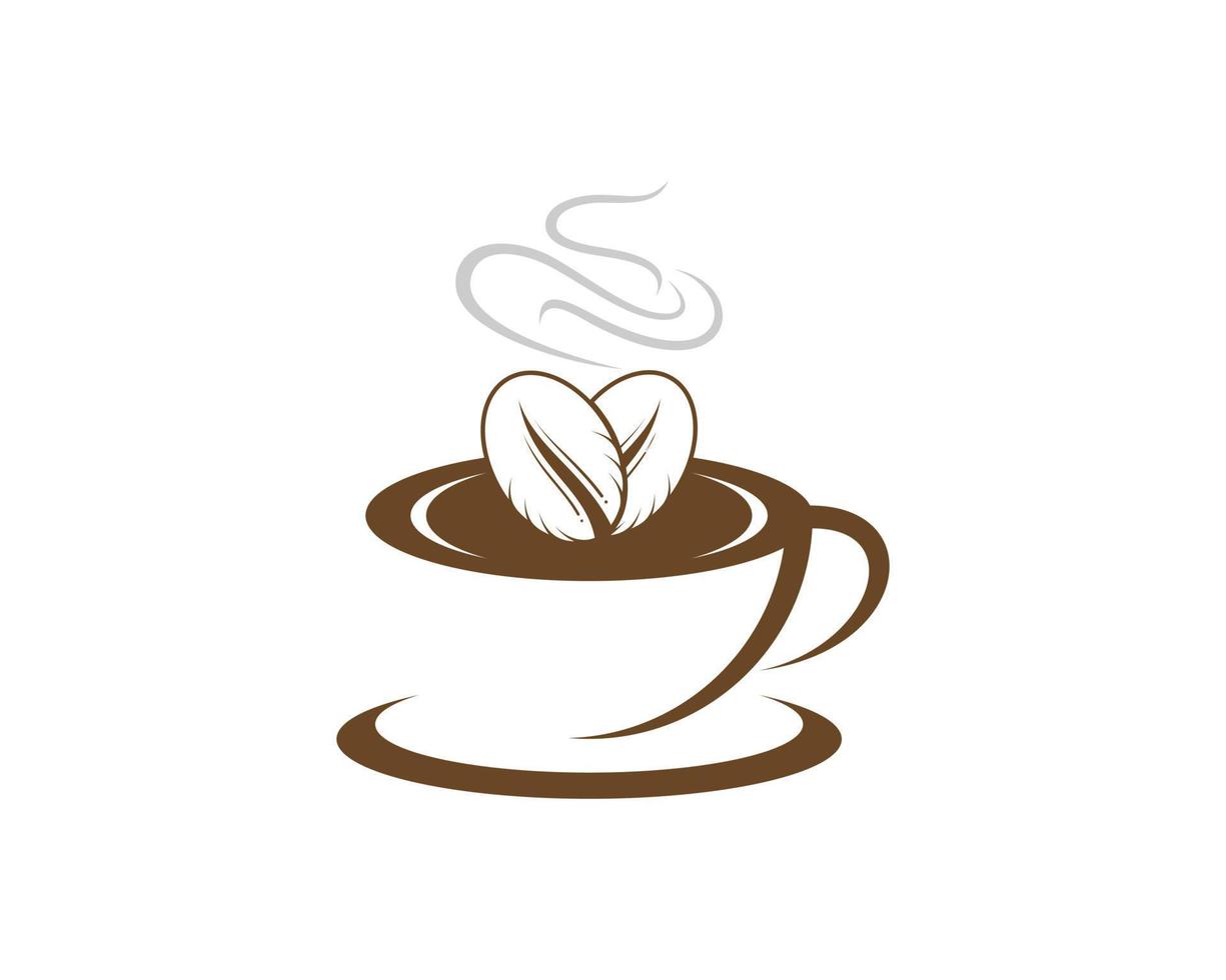 Abstract coffee cup with double coffee beans inside vector