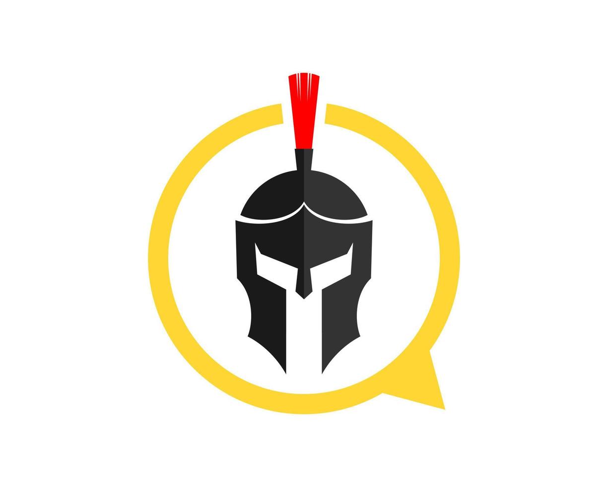 Simple bubble chat with spartan helmet inside vector