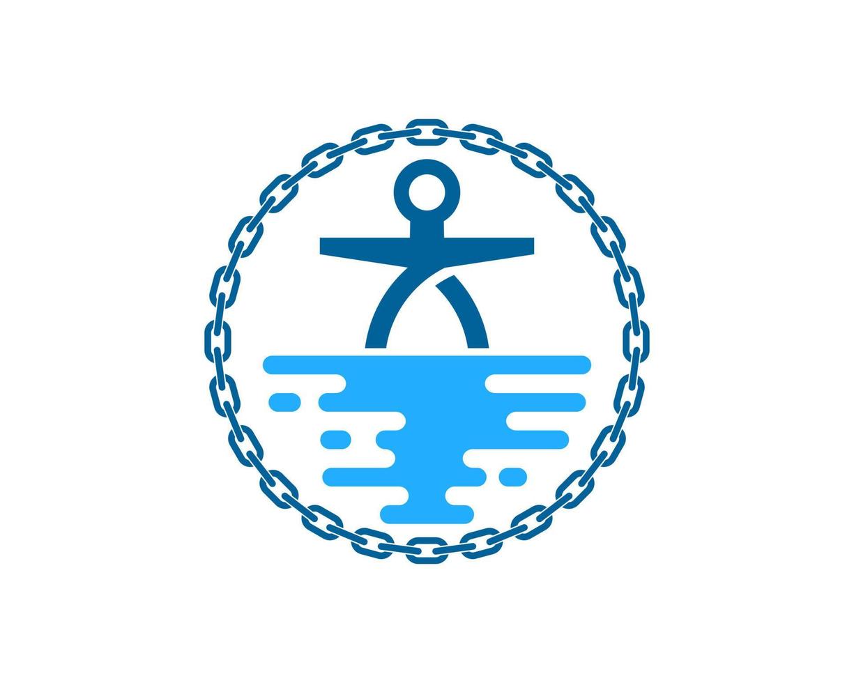 Circular chain with abstract sea and anchor on the top vector