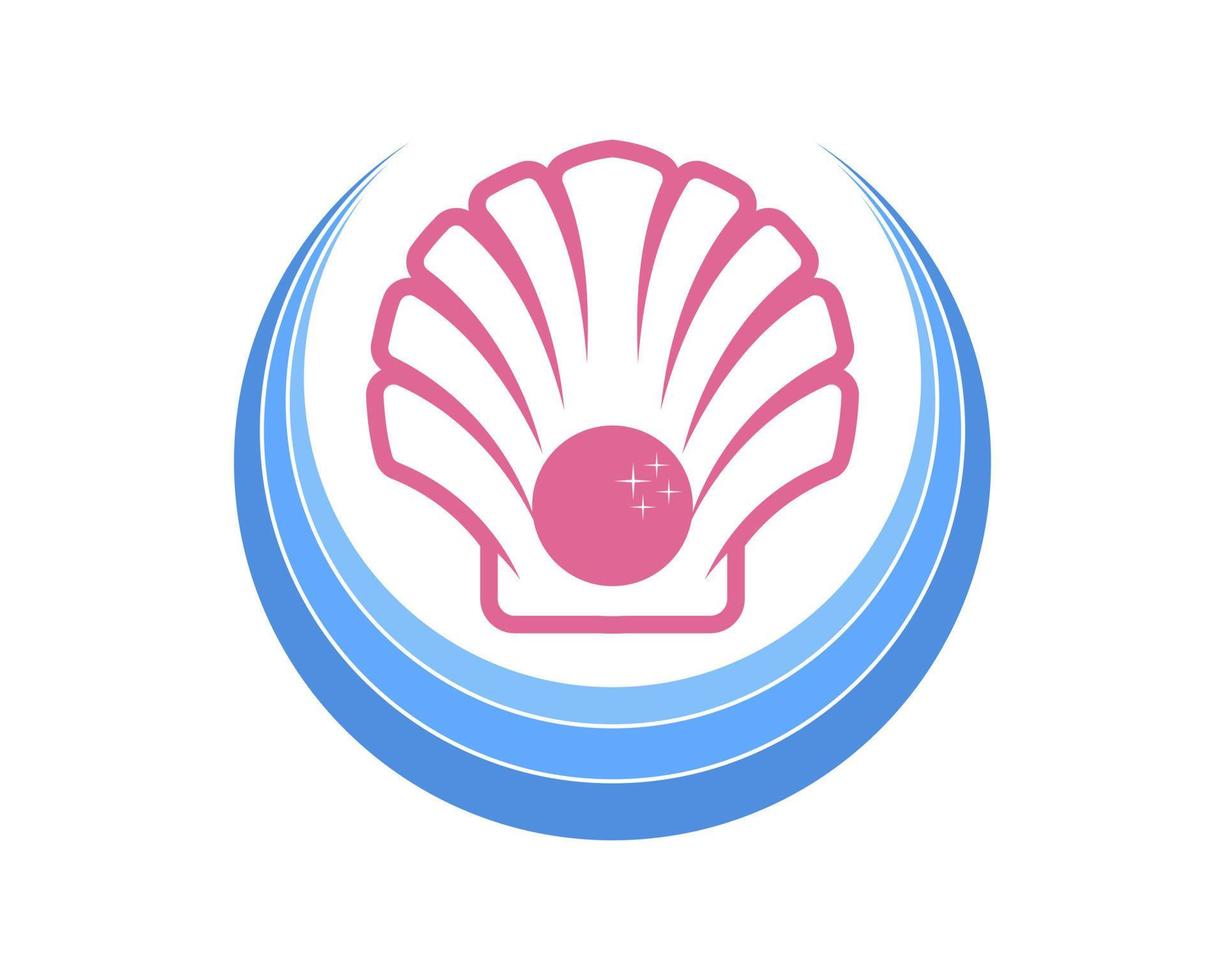 Circular abstract shape with pinky clams inside vector